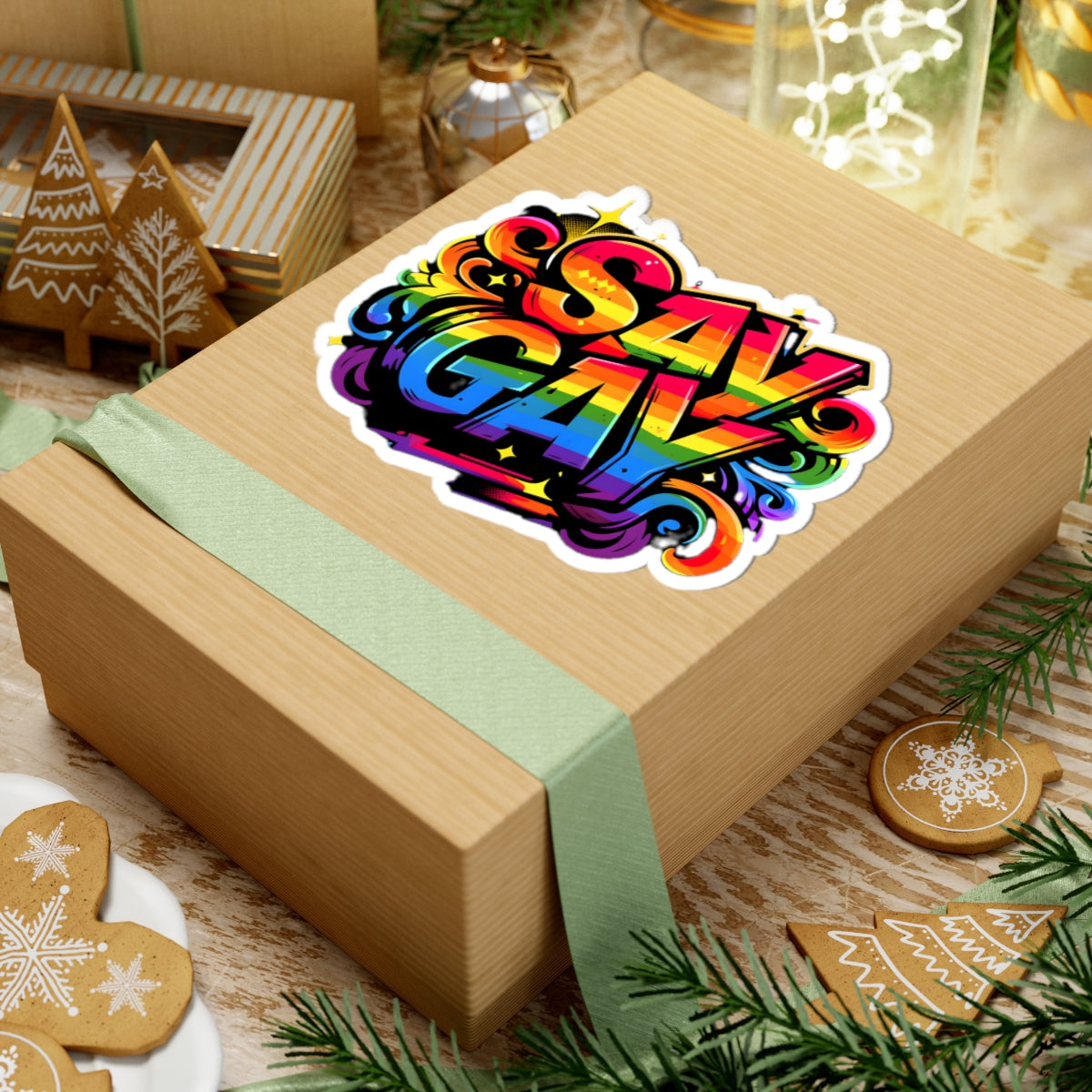 Just Say Gay LGBT Water Bottle Sticker for Laptop LGBTQ Decal Queer Lesbian Bisexual Transgender Gay Pride Merch LGBTQIA Political Adhesive