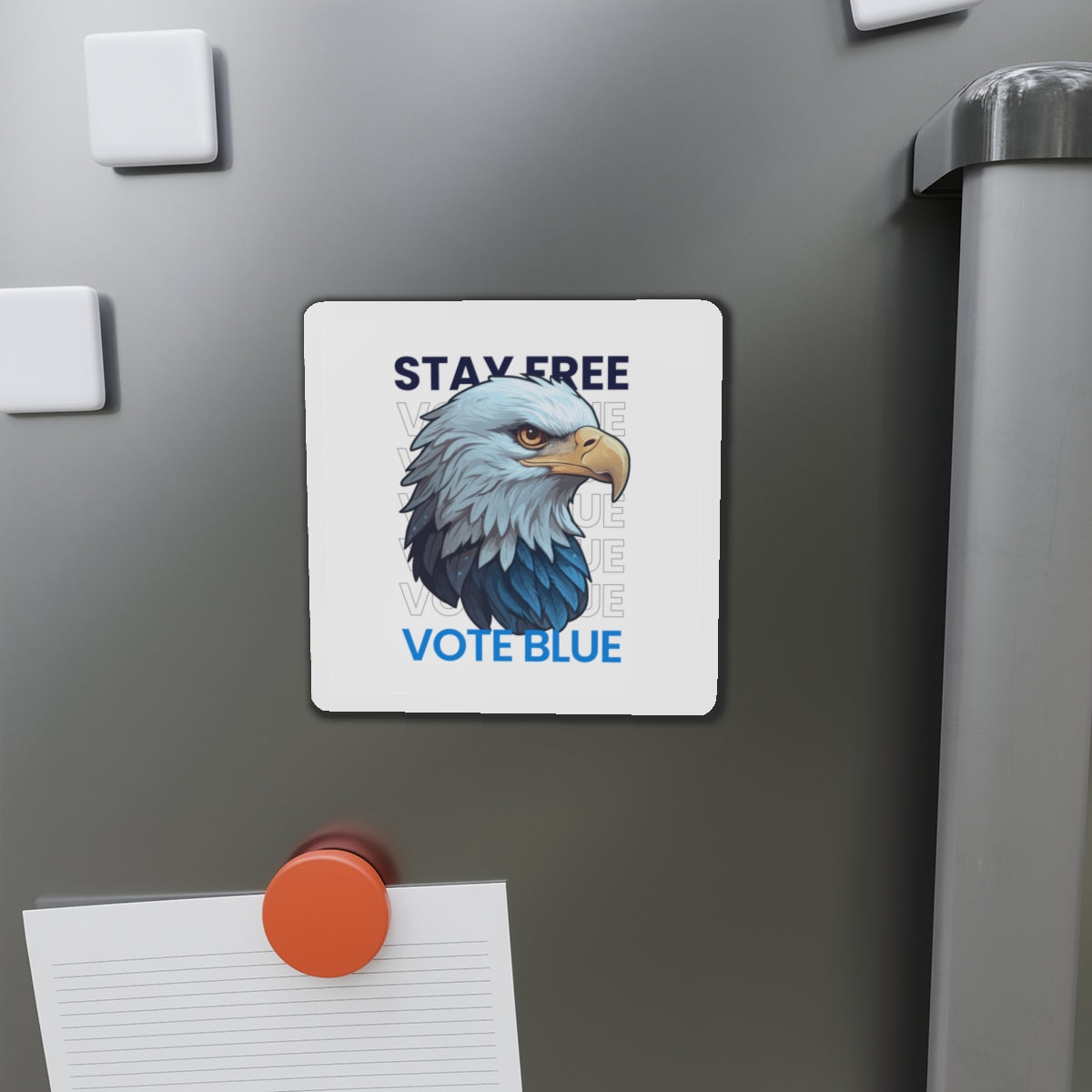 Bald Eagle Stay Free Vote Blue Magnet - Patriotic Car Magnet - Harris/Walz 2024 Die-Cut Magnet