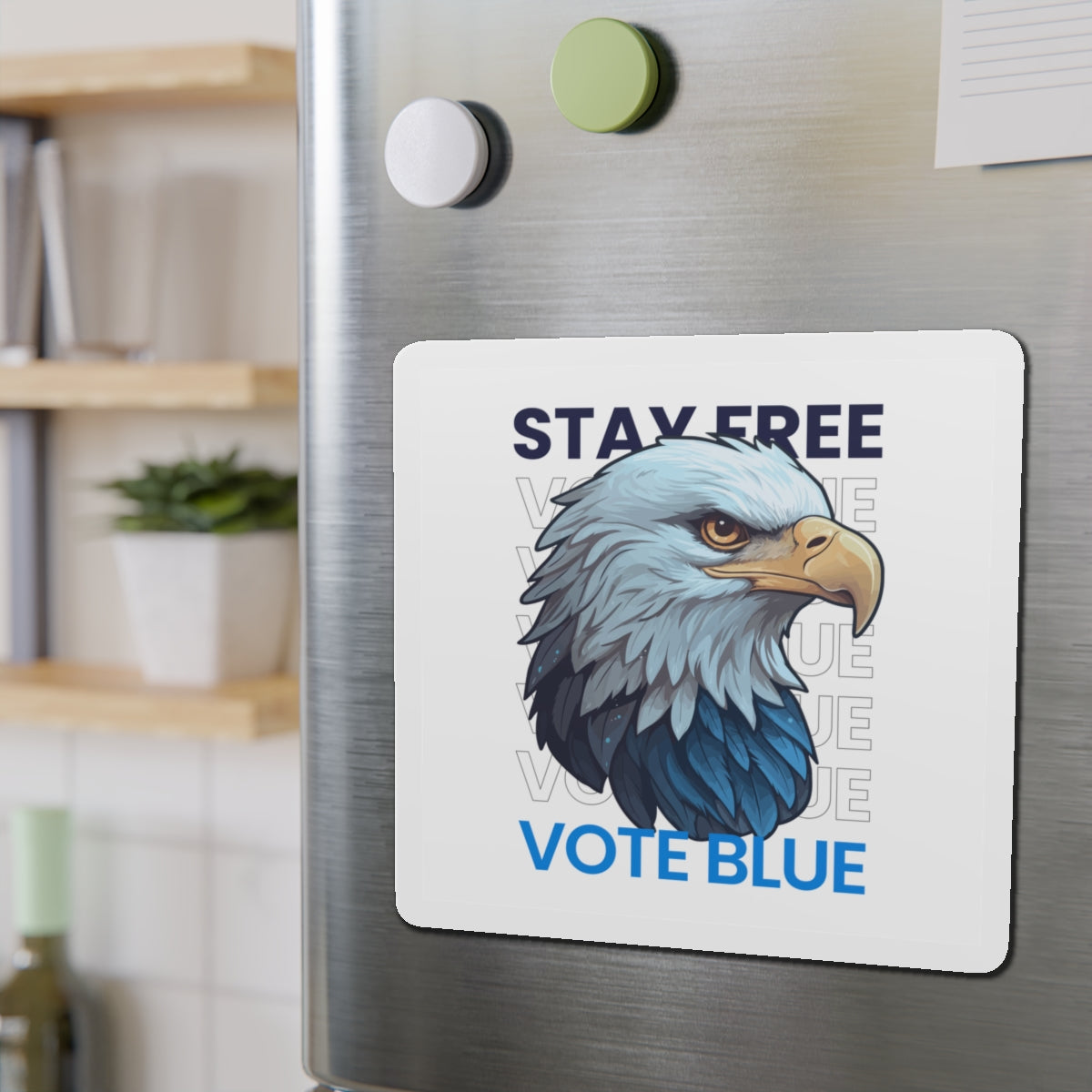 Bald Eagle Stay Free Vote Blue Magnet - Patriotic Car Magnet - Harris/Walz 2024 Die-Cut Magnet