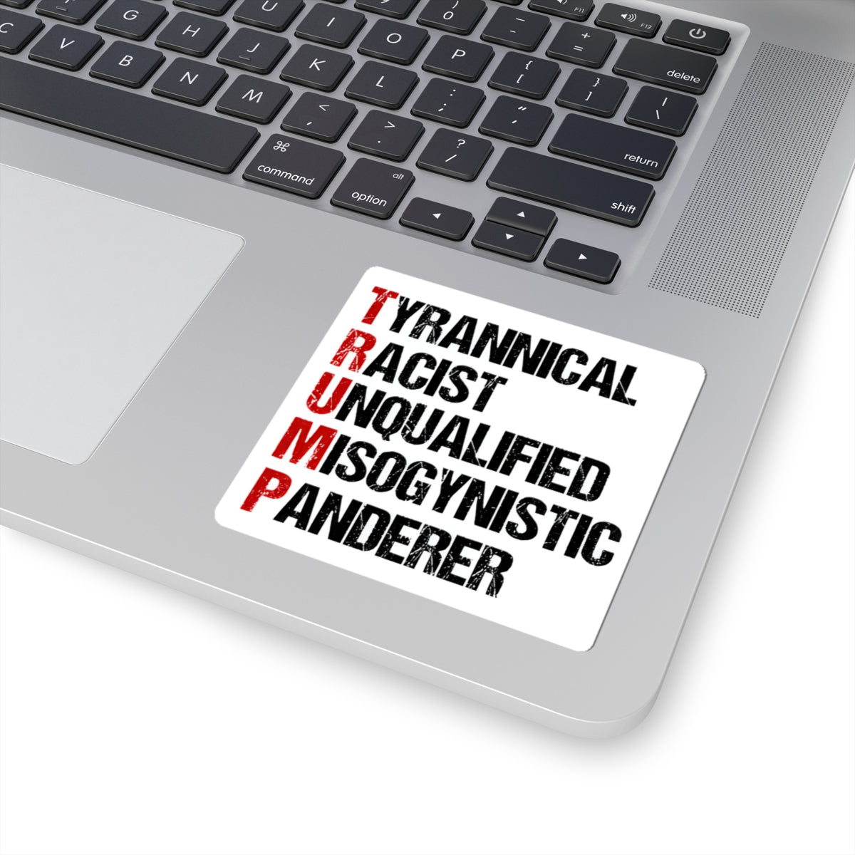 Bold Political Statement Kiss-Cut Sticker | Tyrannical Racist Unqualified Misogynistic Pandering Design
