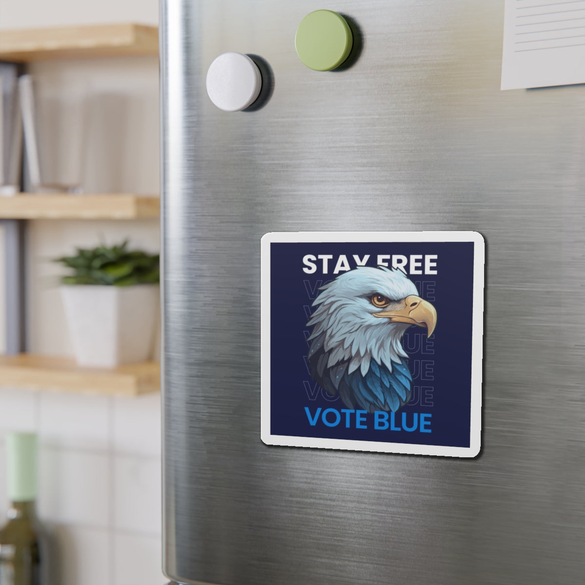 Bald Eagle Stay Free Vote Blue Magnet - Patriotic Car Magnet - Harris/Walz 2024 Die-Cut Magnet