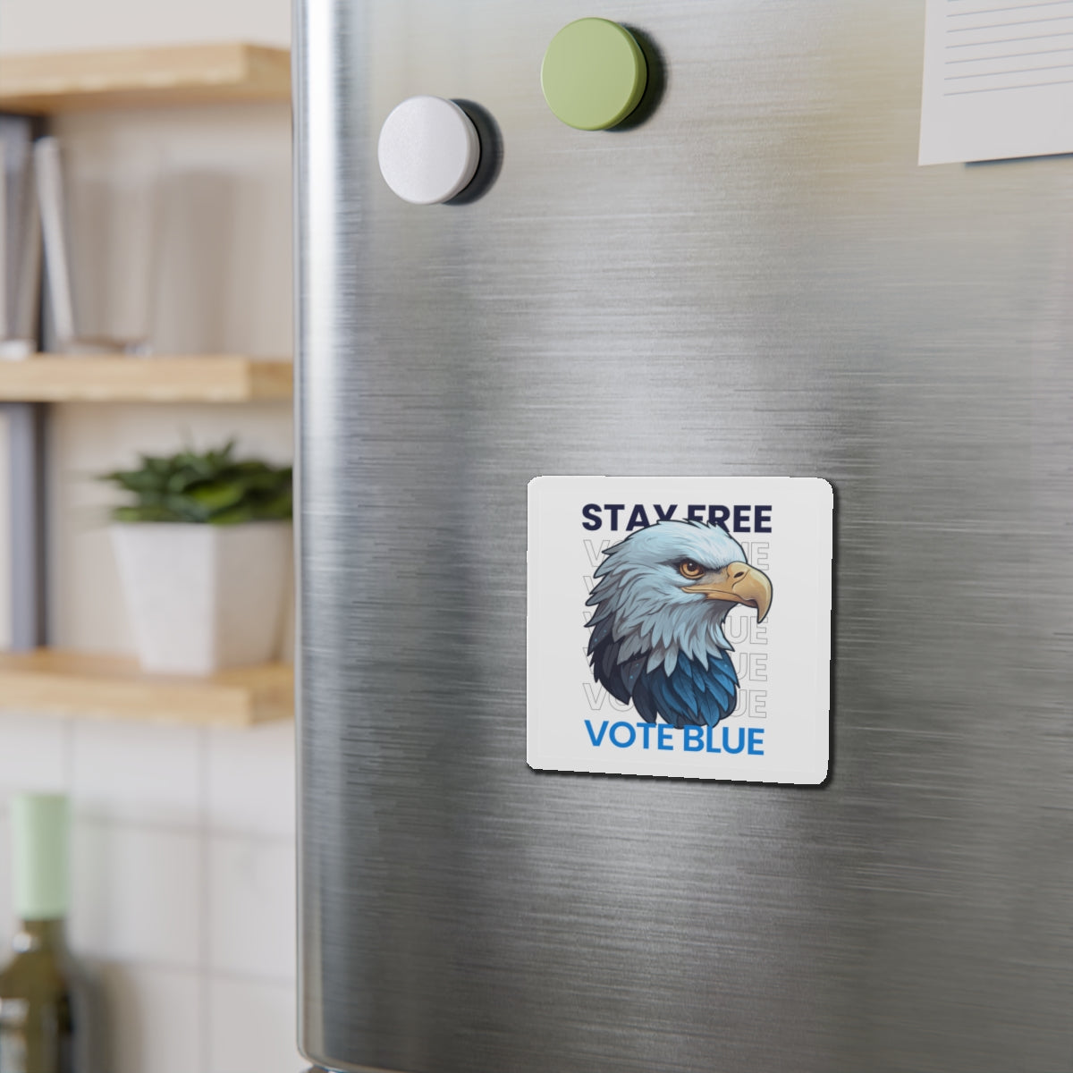 Bald Eagle Stay Free Vote Blue Magnet - Patriotic Car Magnet - Harris/Walz 2024 Die-Cut Magnet