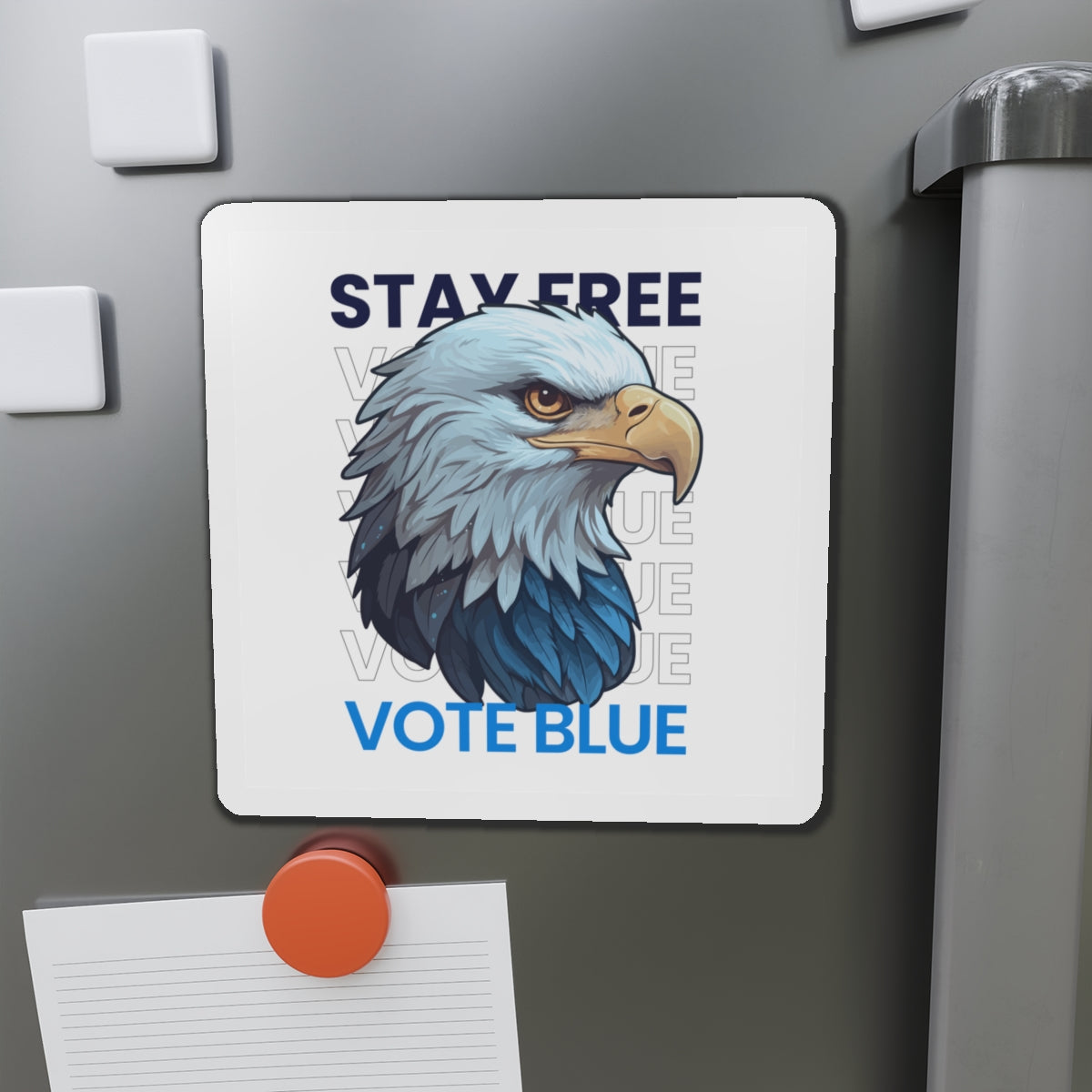 Bald Eagle Stay Free Vote Blue Magnet - Patriotic Car Magnet - Harris/Walz 2024 Die-Cut Magnet