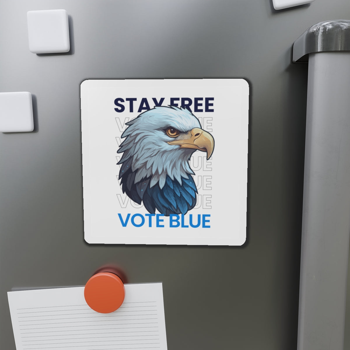 Bald Eagle Stay Free Vote Blue Magnet - Patriotic Car Magnet - Harris/Walz 2024 Die-Cut Magnet