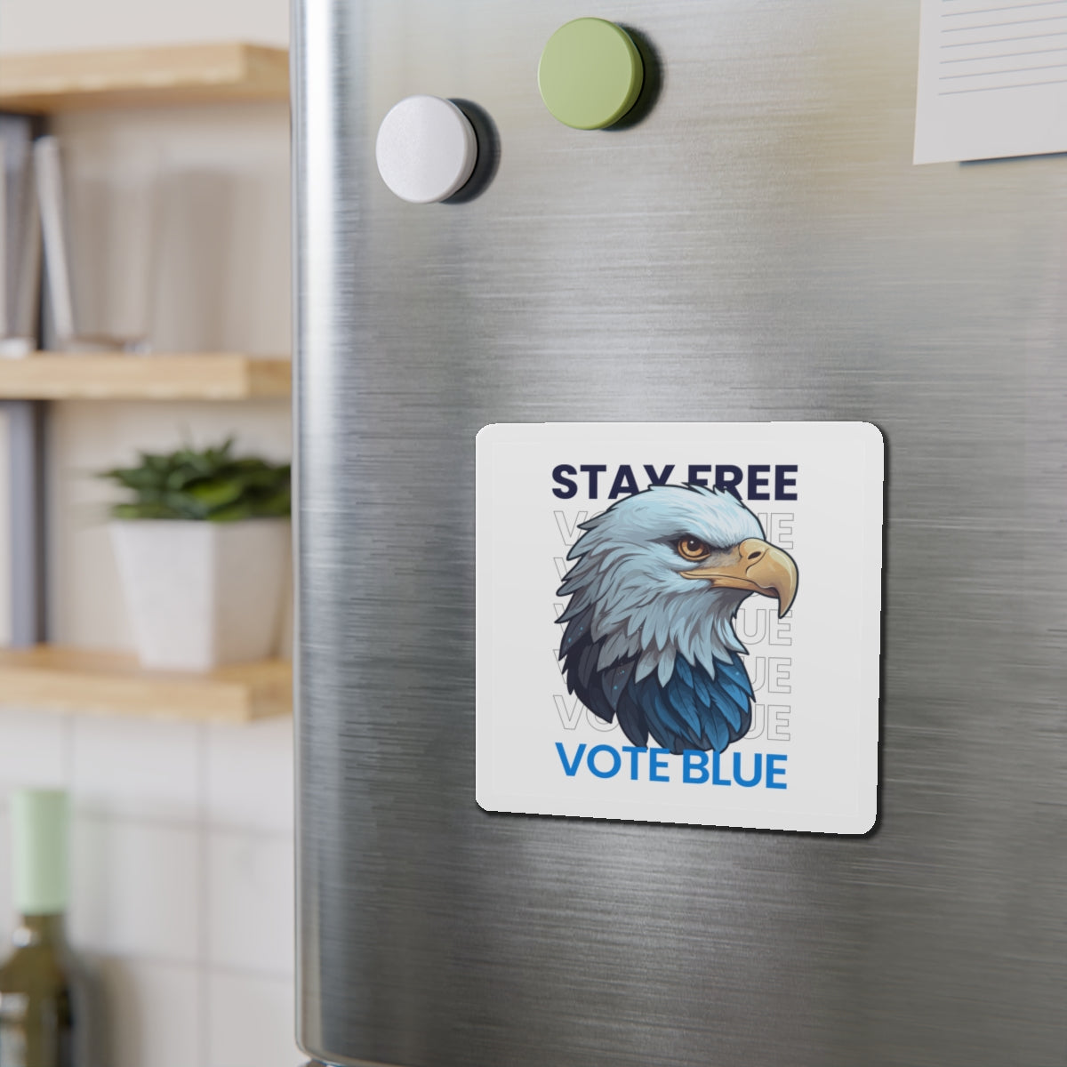 Bald Eagle Stay Free Vote Blue Magnet - Patriotic Car Magnet - Harris/Walz 2024 Die-Cut Magnet