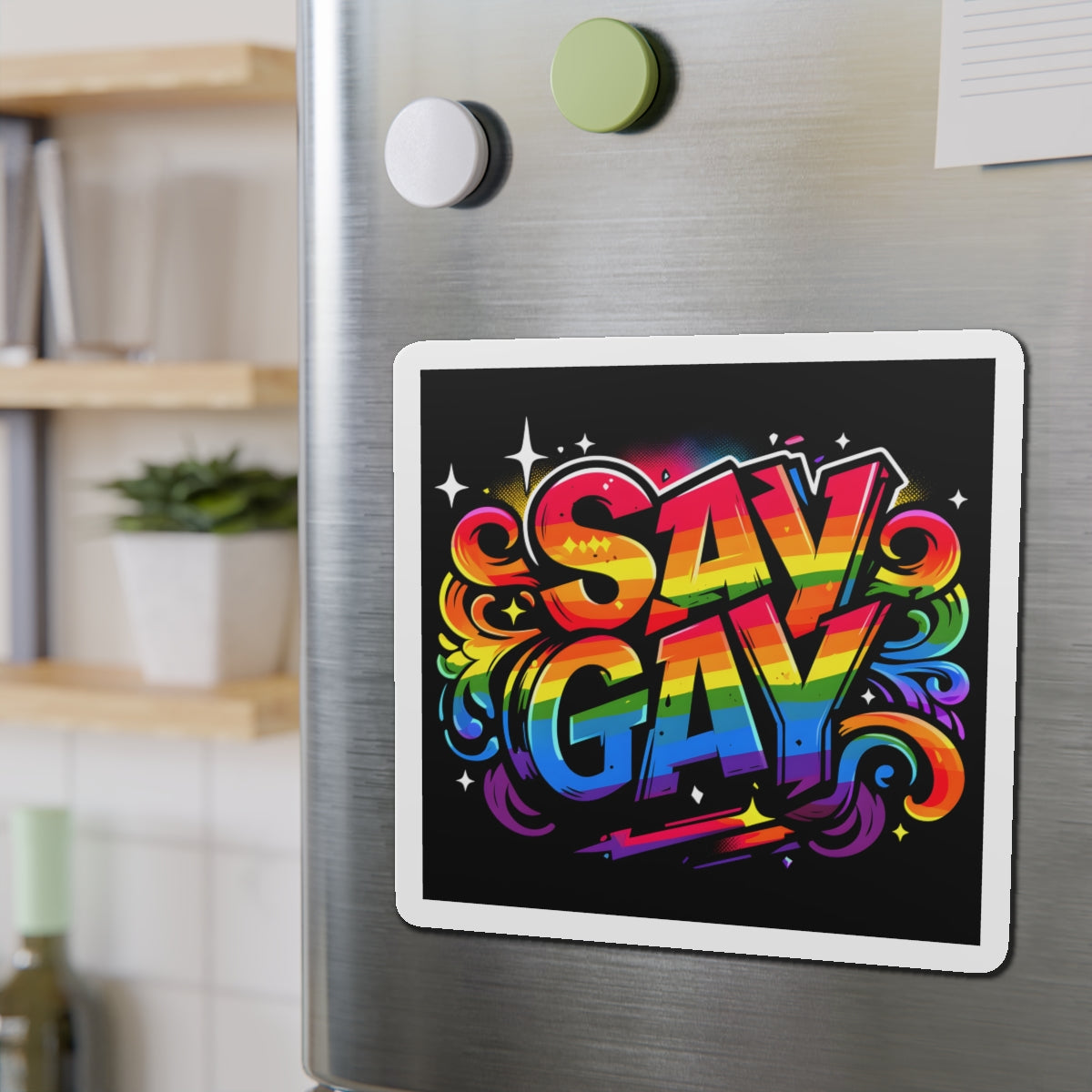 Just Say Gay LGBT Car Magnet for Fridge LGBTQ Magnetic Sign Queer Lesbian Bisexual Transgender Gay Pride Merch LGBTQIA Political Decal