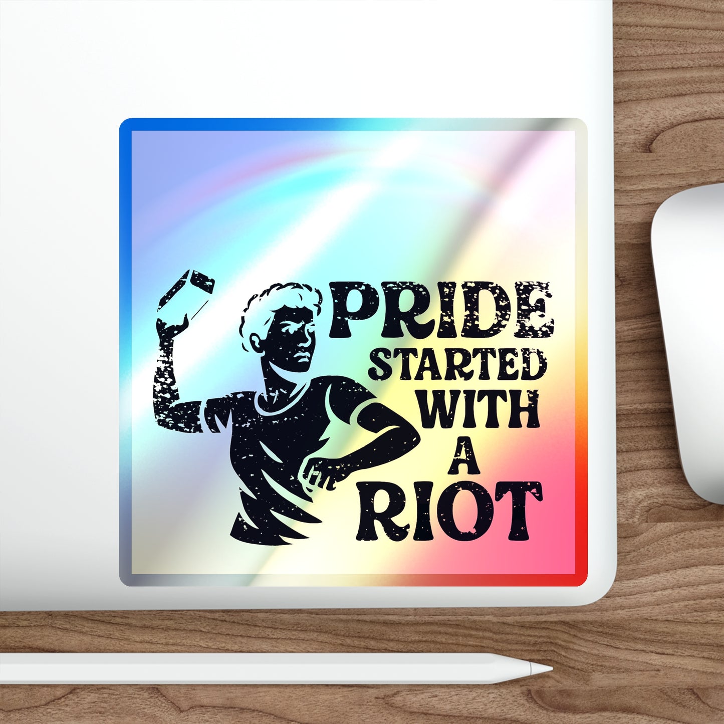 Holographic Sticker LGBT Stonewall Protest Decal Water Bottle LGBTQ Queer Lesbian Bisexual Trans Gay Pride Merch LGBTQIA Holograph Adhesive