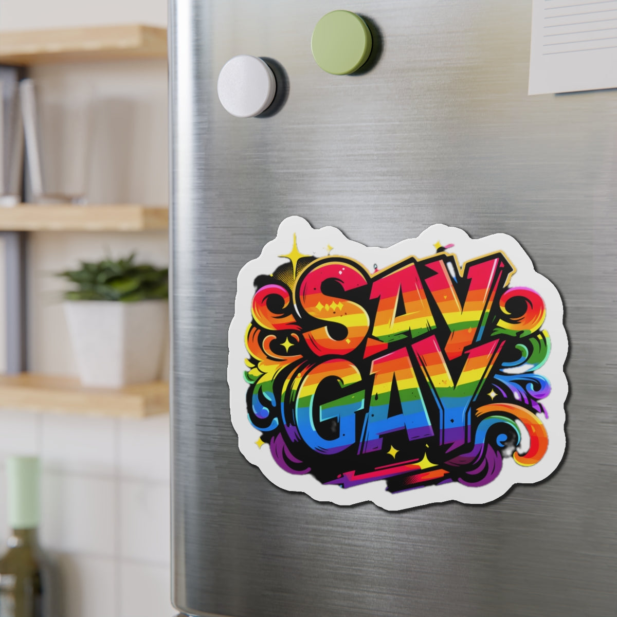 Just Say Gay LGBT Car Magnet for Fridge LGBTQ Magnetic Sign Queer Lesbian Bisexual Transgender Gay Pride Merch LGBTQIA Political Decal