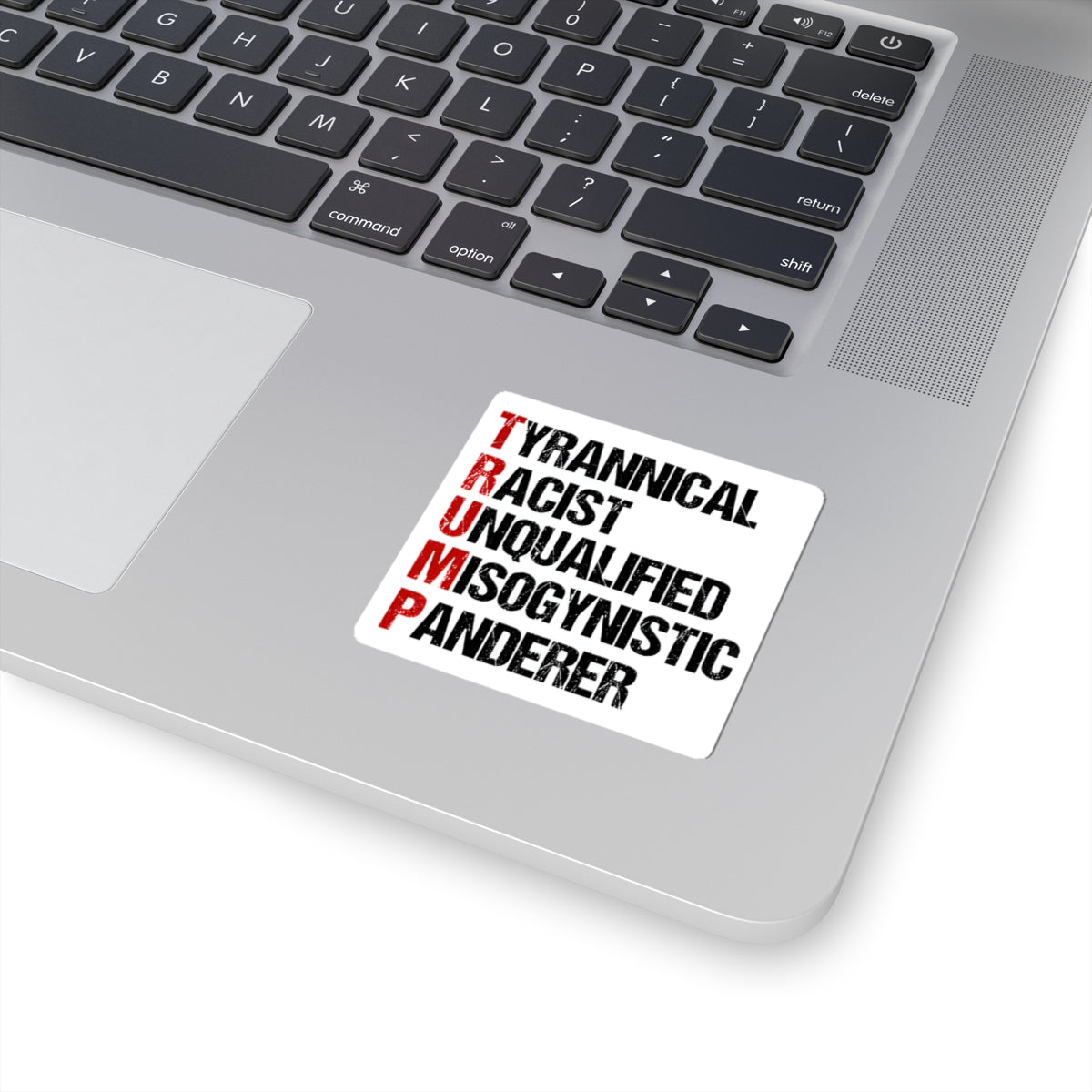 Bold Political Statement Kiss-Cut Sticker | Tyrannical Racist Unqualified Misogynistic Pandering Design