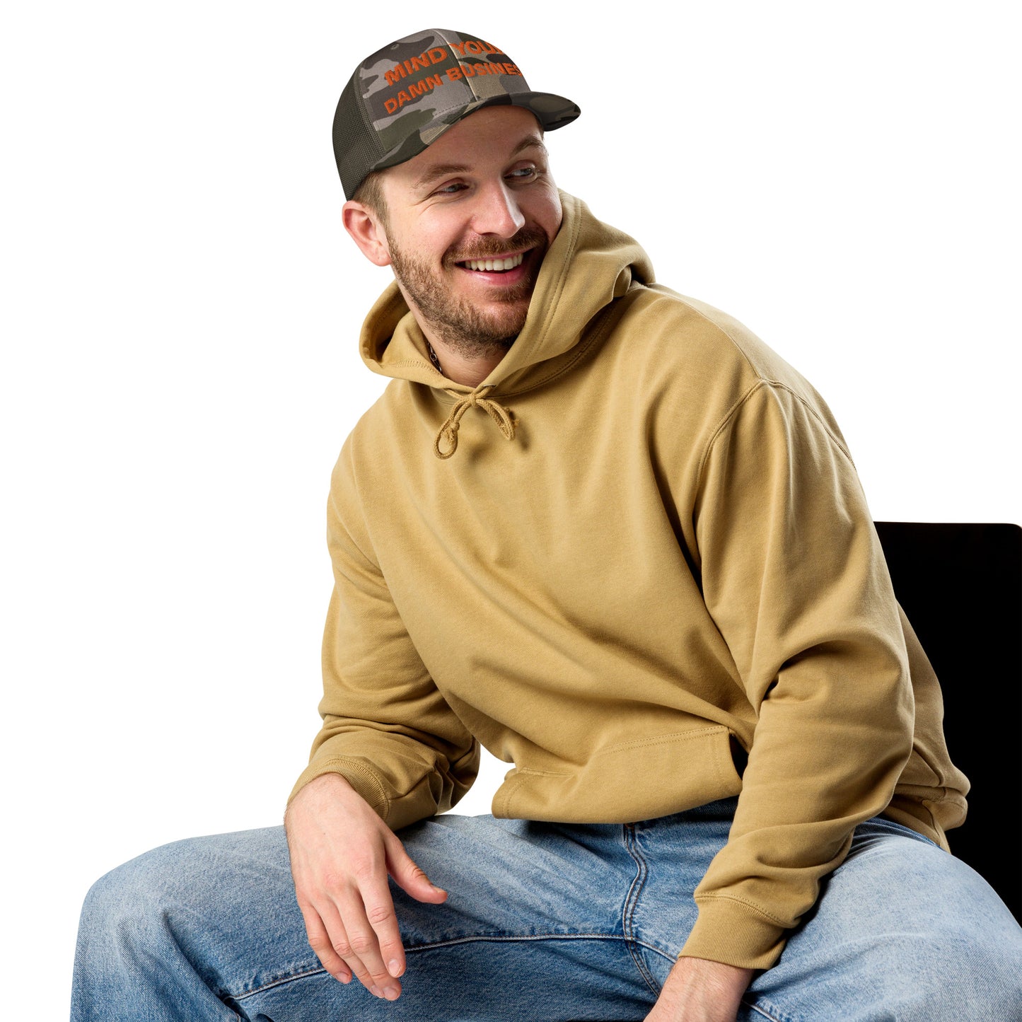 Mind Your Damn Business Camouflage Trucker Hat- Vote Blue Save Democracy Hat- Democrat Presidential Election Cap