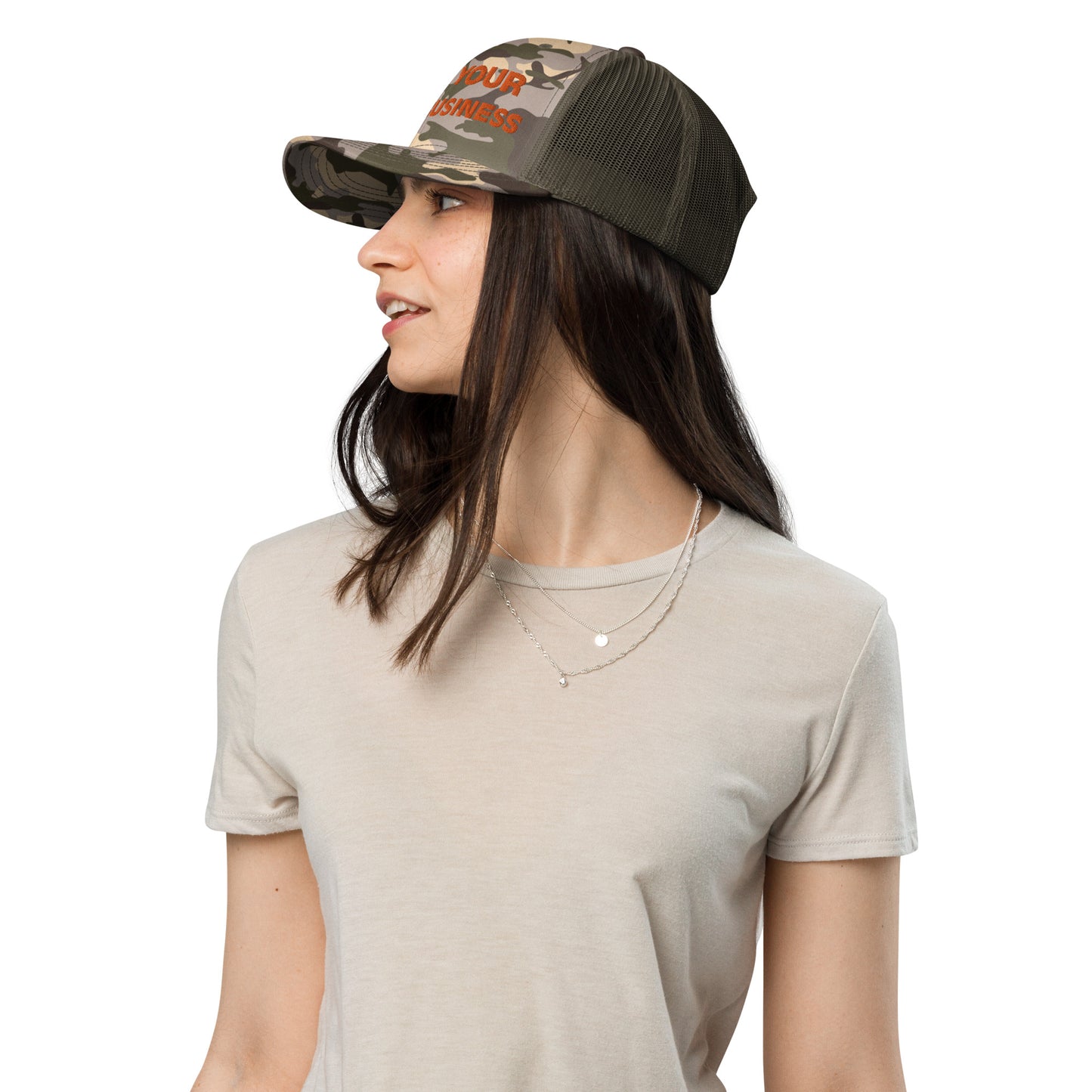 Mind Your Damn Business Camouflage Trucker Hat- Vote Blue Save Democracy Hat- Democrat Presidential Election Cap