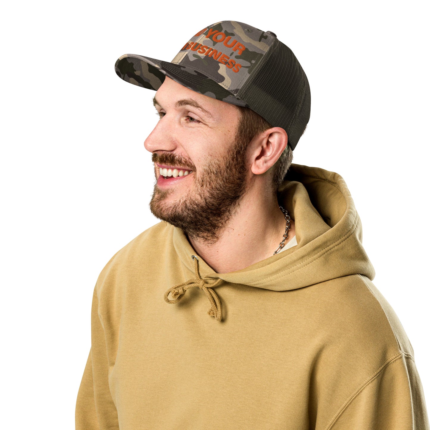 Mind Your Damn Business Camouflage Trucker Hat- Vote Blue Save Democracy Hat- Democrat Presidential Election Cap