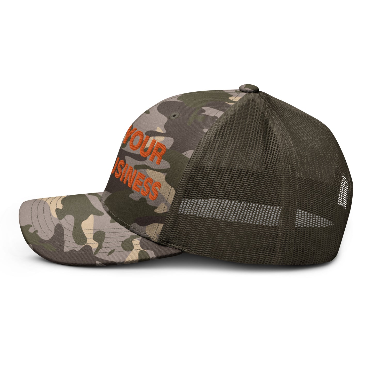 Mind Your Damn Business Camouflage Trucker Hat- Vote Blue Save Democracy Hat- Democrat Presidential Election Cap