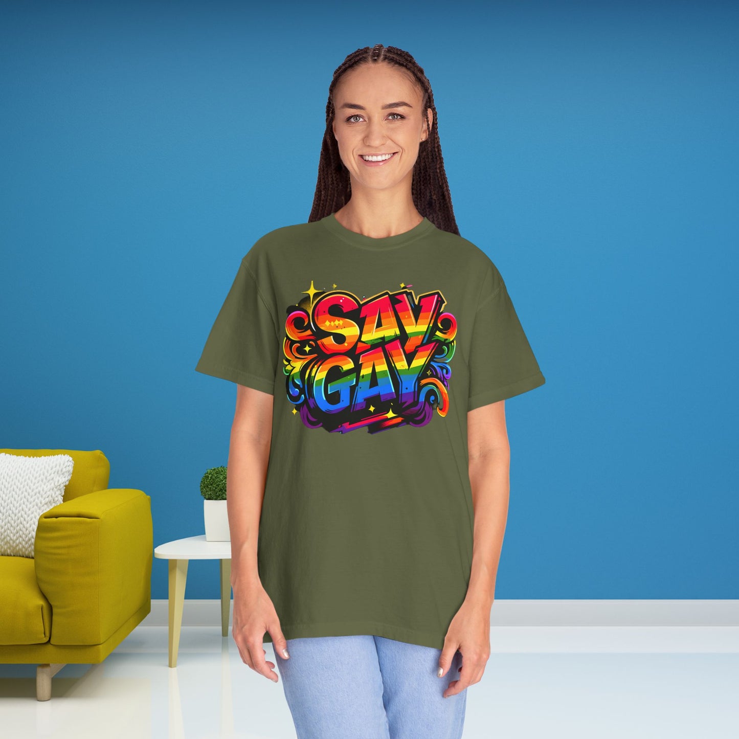 Say Gay Protest Shirt LGBT TShirt Social Justice LGBTQ T-Shirt Comfort Colors Tee Anti-Fascism Queer Gay Lesbian Bisexual Trans Apparel