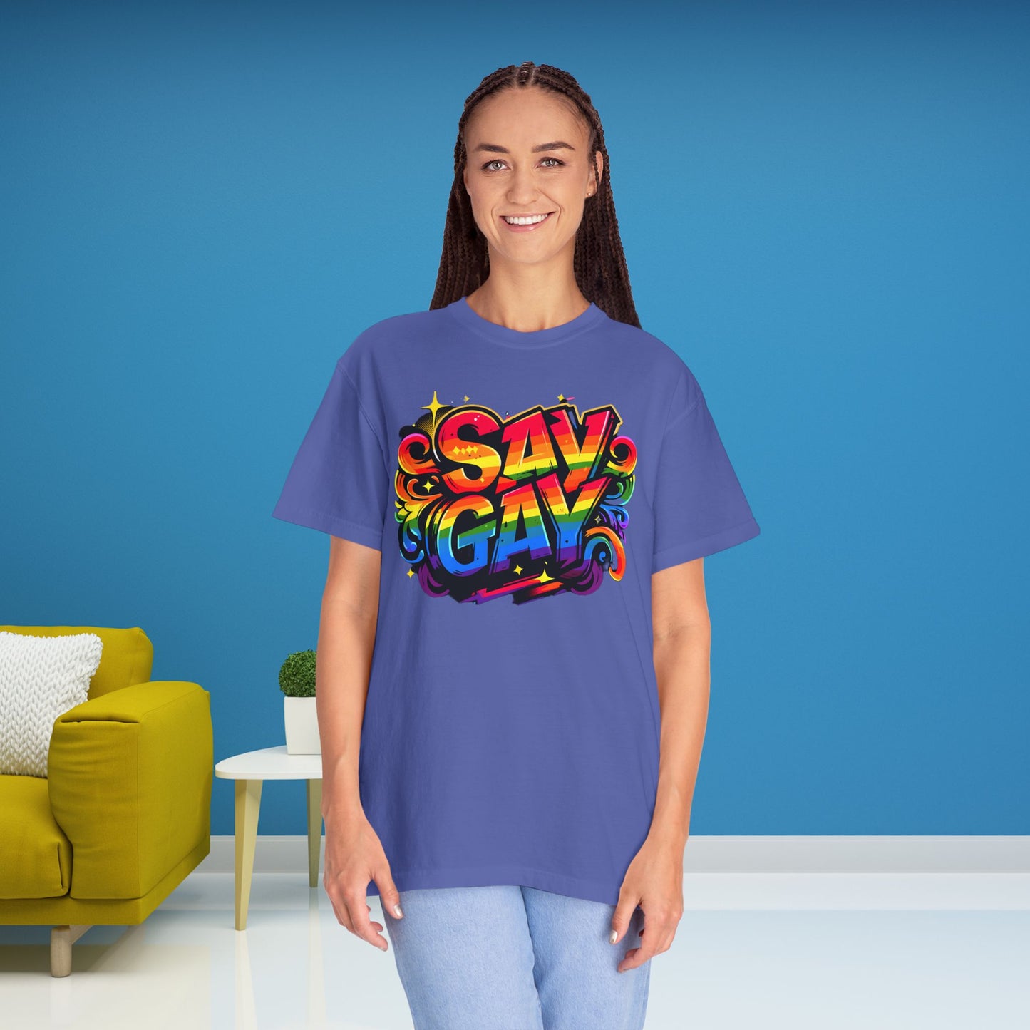 Say Gay Protest Shirt LGBT TShirt Social Justice LGBTQ T-Shirt Comfort Colors Tee Anti-Fascism Queer Gay Lesbian Bisexual Trans Apparel