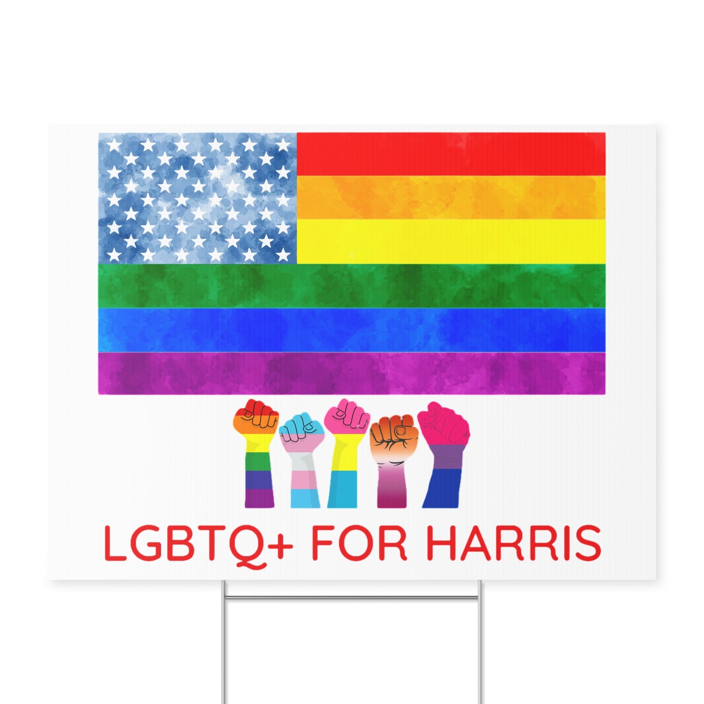 LGBTQ+ For Harris Sign - Kamala Harris Yard Sign - Patriotic Election Political Decor