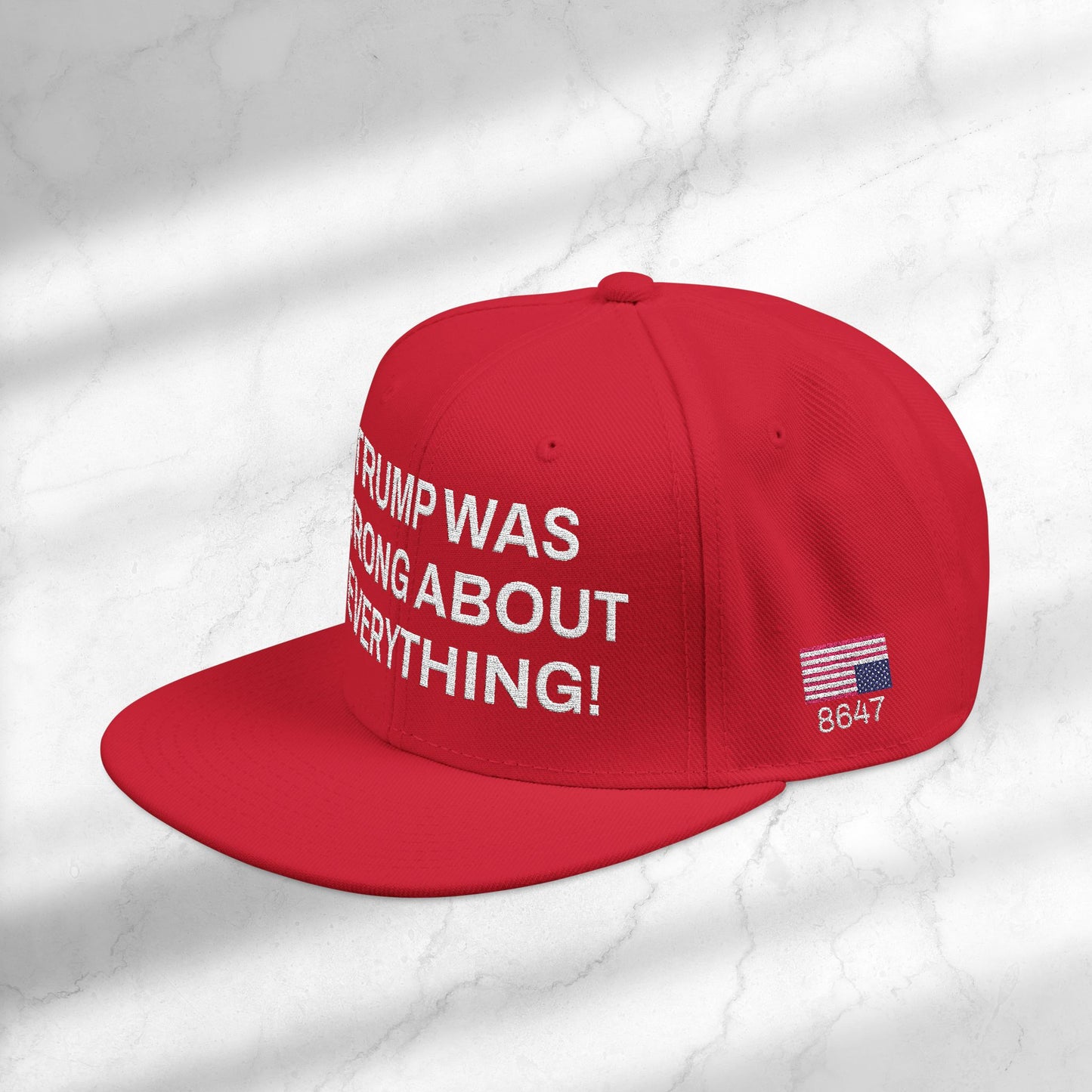 FDT Cap Embroidery Snapback DJT Protest Hat Trump Was Wrong About Everything Anti-Trump Merch Anti-Fascism Resistance Not My President Hat