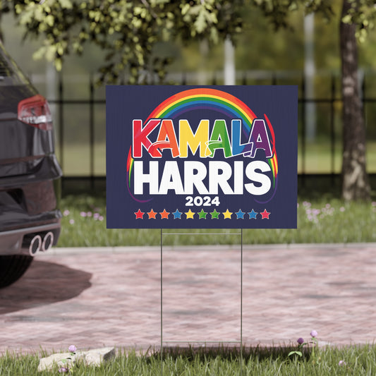 Kamala Harris Yard Sign - LGBTQ+ For Harris Sign - Patriotic Election Political Decor