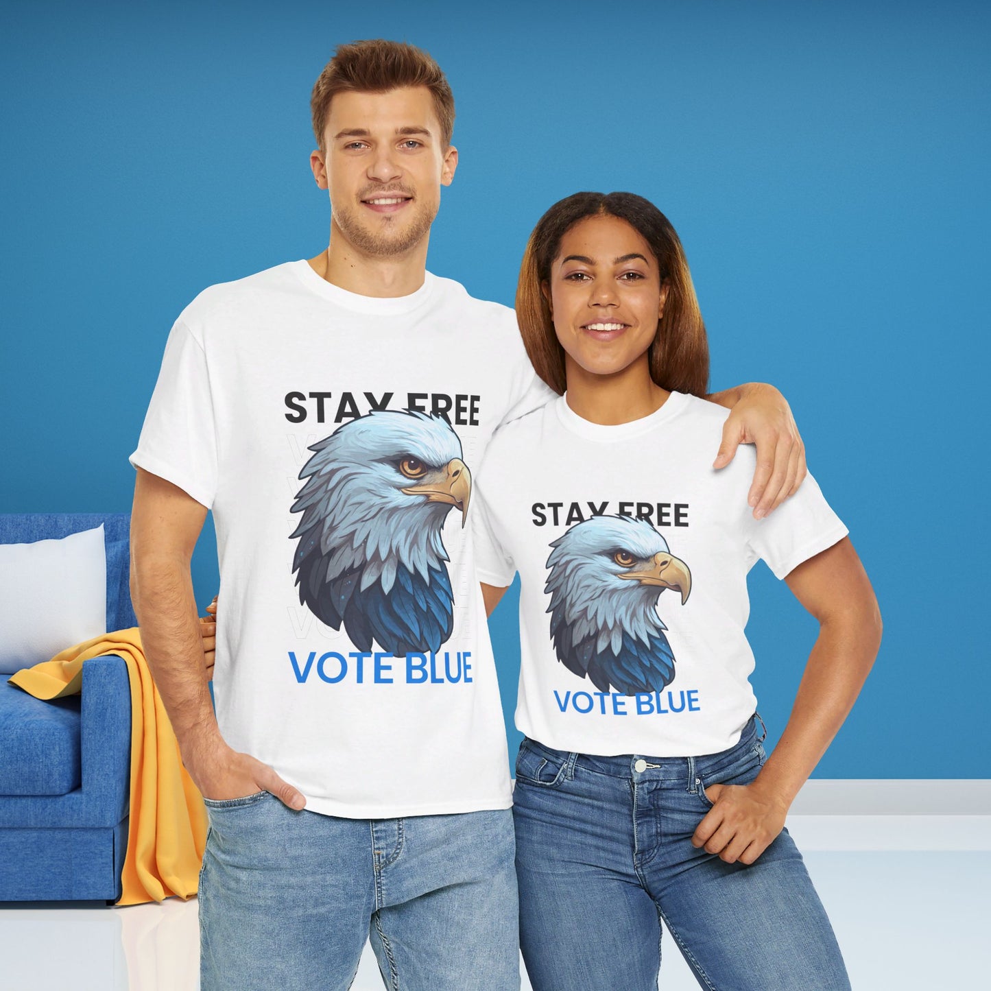 Stay Free Vote Blue Shirt- Freedom Tee-  Democrat Presidential Election T-Shirt