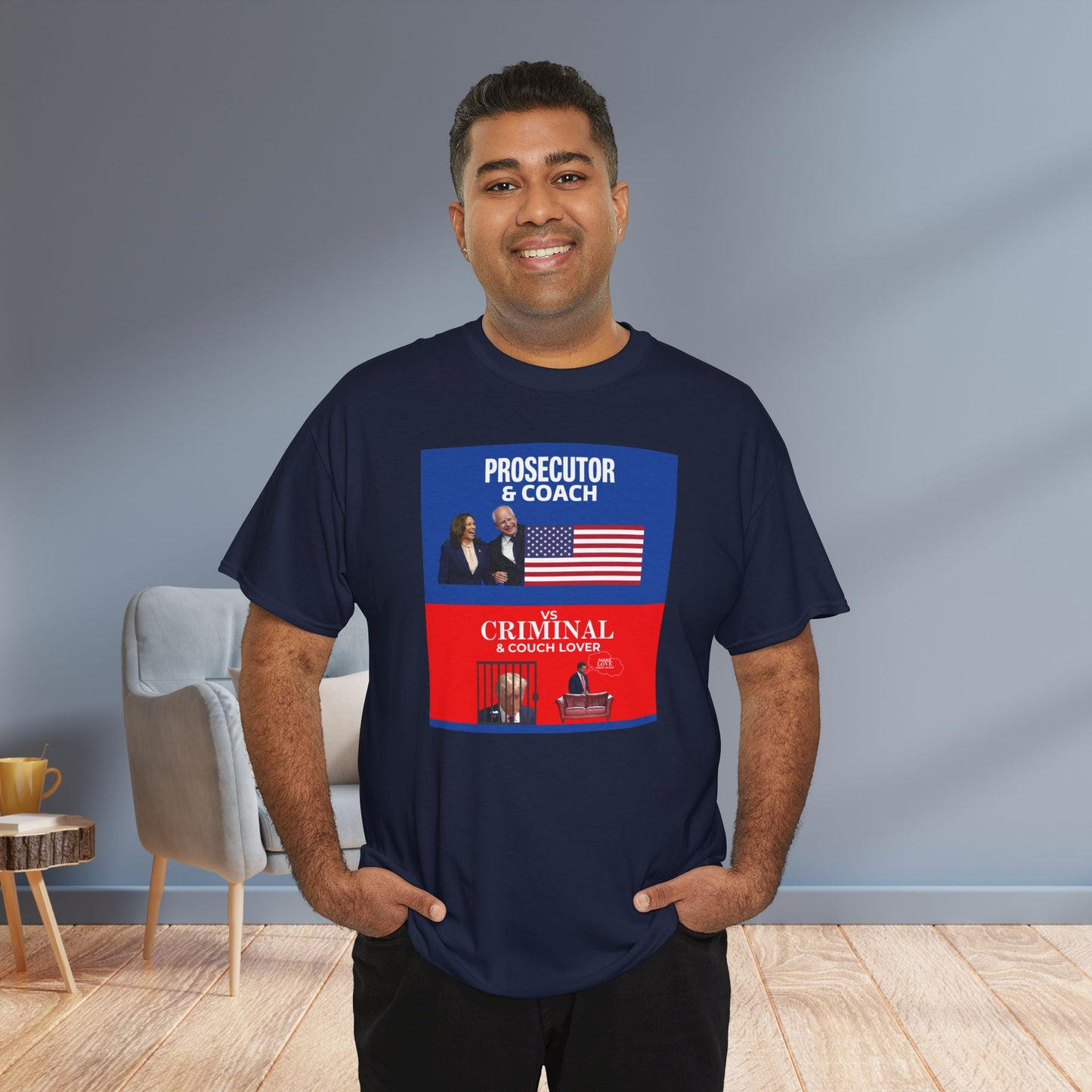 Prosecutor & Coach vs Criminal & Couch Lover Shirt- Harris Walz Tee-  Democrat Presidential Election T-Shirt