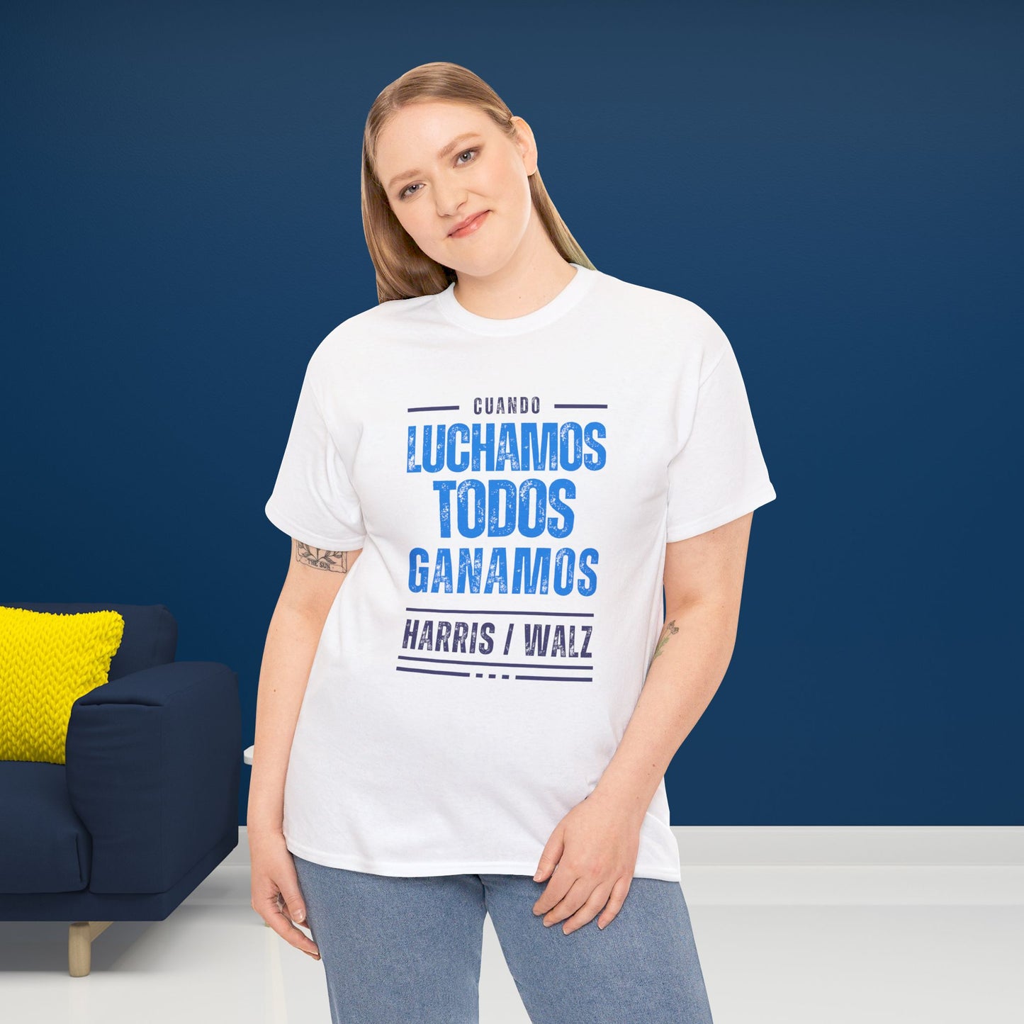 Cuando Luchamos Todos Ganamos Shirt- When We Fight We Win Tee in Spanish-  Latinx for Harris Democrat Presidential Election T-Shirt