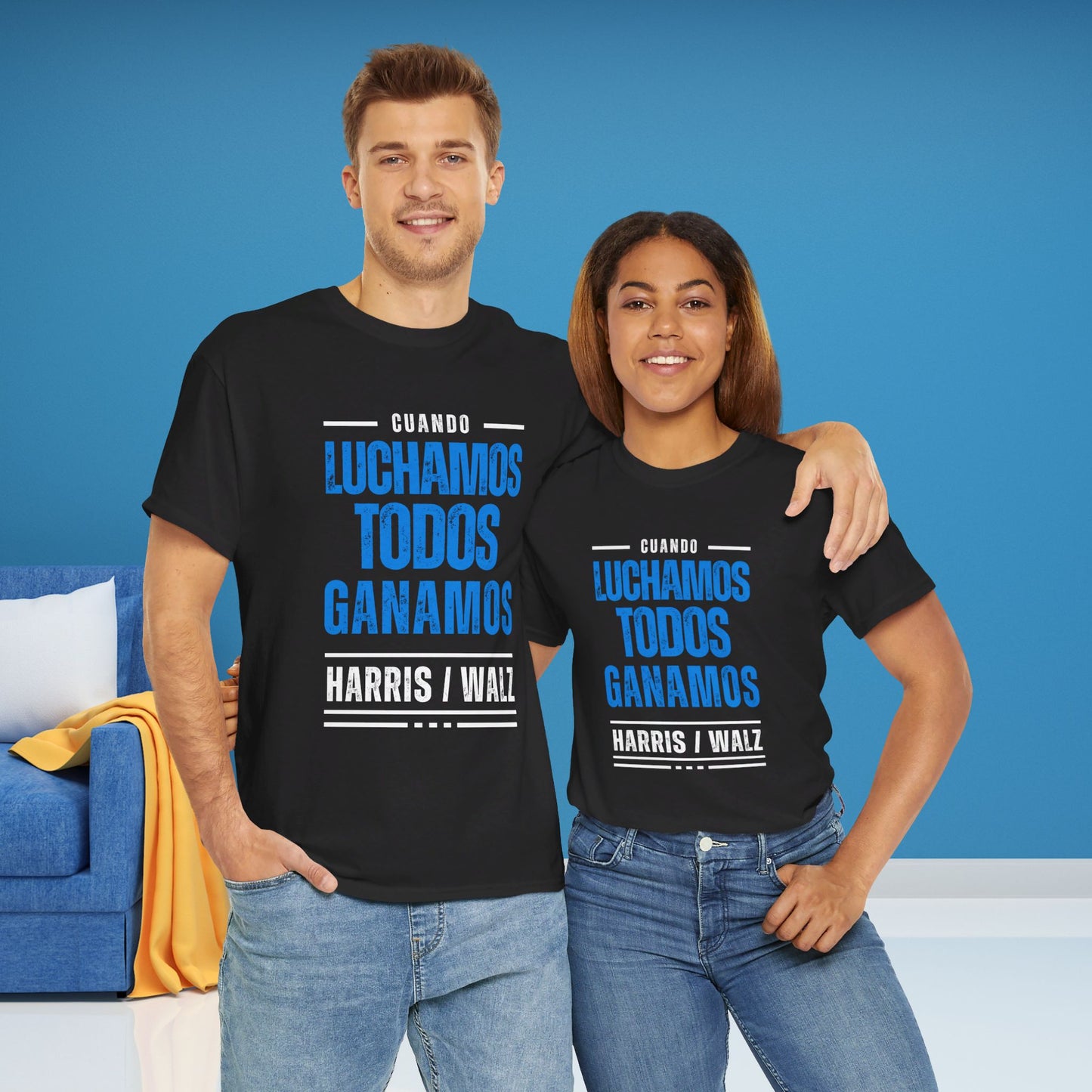 Cuando Luchamos Todos Ganamos Shirt- When We Fight We Win Tee in Spanish-  Latinx for Harris Democrat Presidential Election T-Shirt