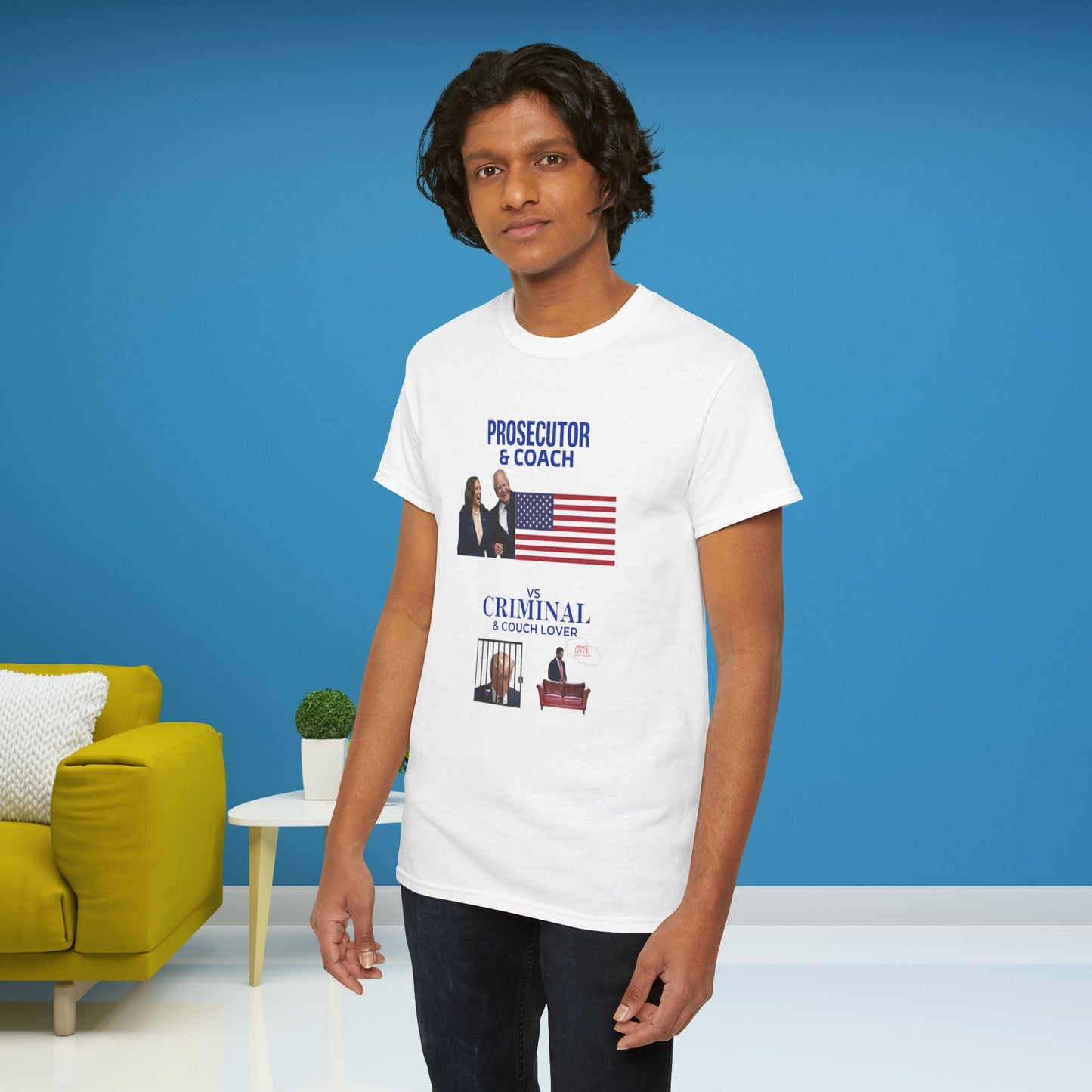 Prosecutor & Coach vs Criminal & Couch Lover Shirt- Harris Walz Tee-  Democrat Presidential Election T-Shirt