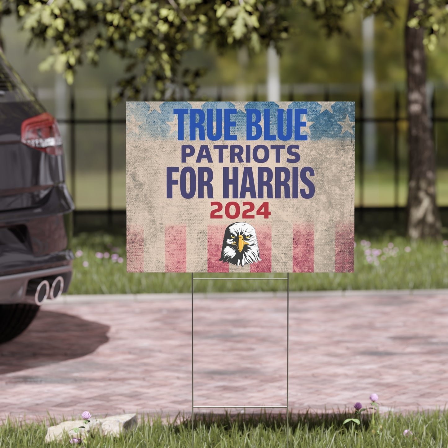 True Blue Patriots for Harris Yard Sign - Save Democracy Vote Blue Sign - Patriotic Election Political Decor