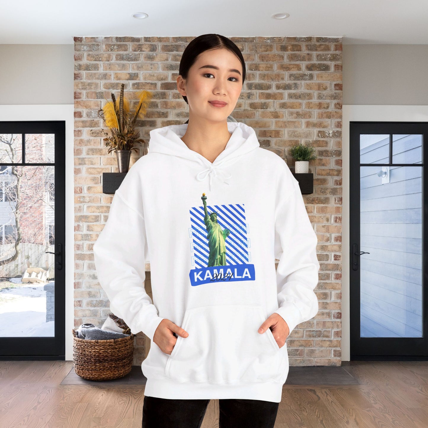 Freedom Kamala 2024 Hooded Sweatshirt - Statue of Liberty Freedom Hoodie - Pullover Hoodie