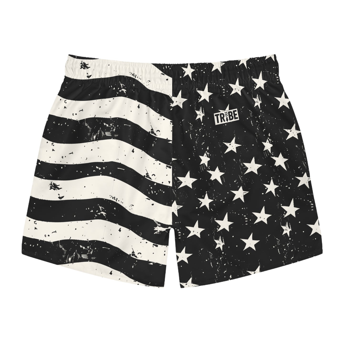 Distressed USA Flag Mourning Protest Swim Trunks Patriotic 6" Inseam Swim Trunks Anti-Fascism Shorts Resist Bathing Suit Democrat Apparel