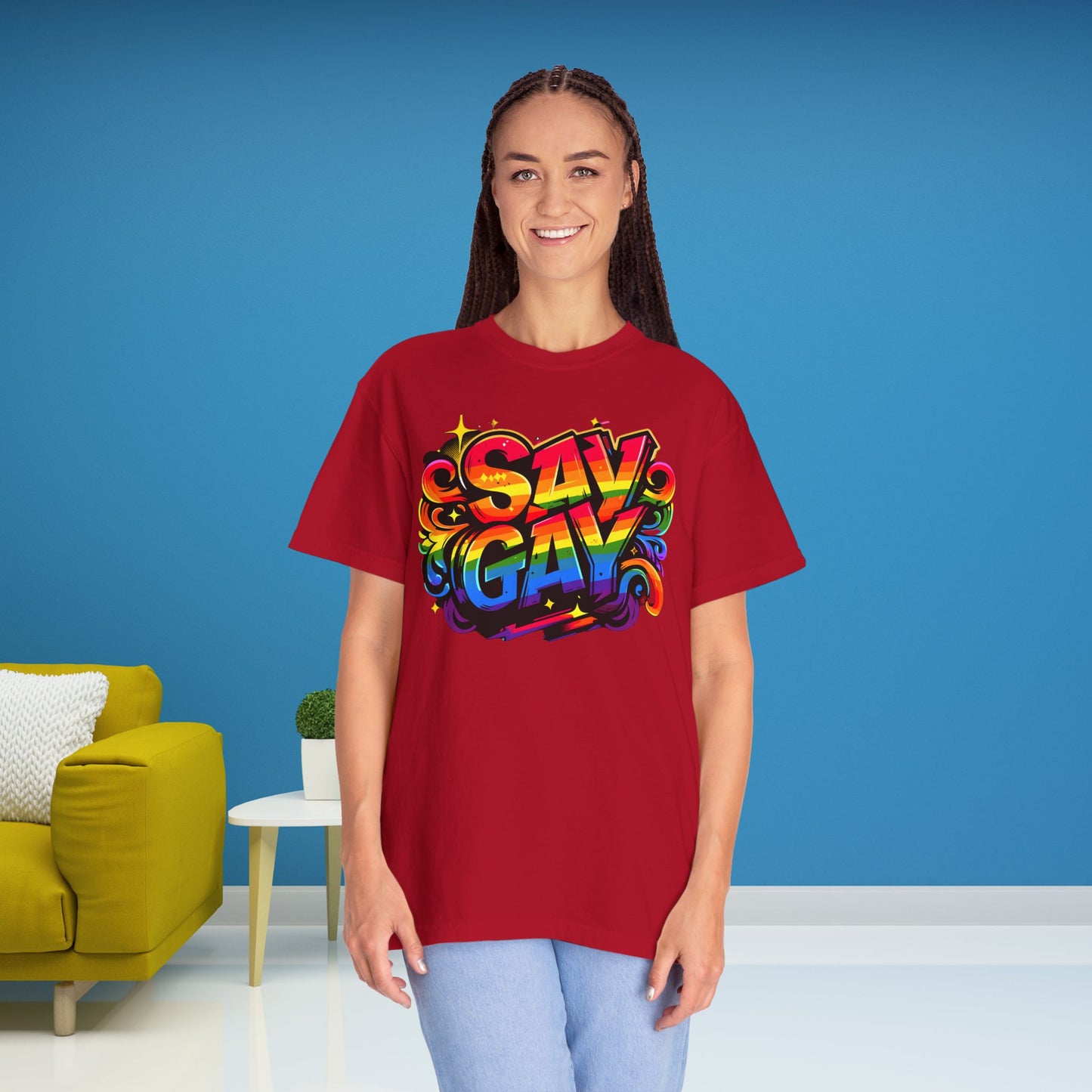 Say Gay Protest Shirt LGBT TShirt Social Justice LGBTQ T-Shirt Comfort Colors Tee Anti-Fascism Queer Gay Lesbian Bisexual Trans Apparel