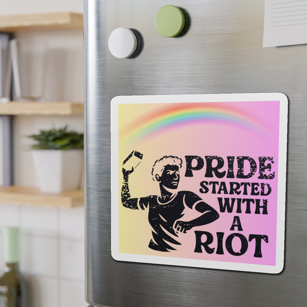 Stonewall Protest LGBTQ Political Magnet for Fridge Gay Pride Merch LGBT Car Magnetic Sign Lesbian Bisexual Transexual Queer Political Decal