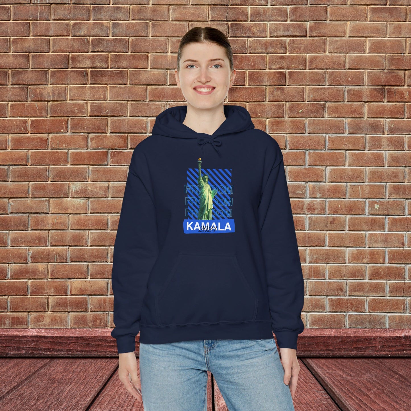 Freedom Kamala 2024 Hooded Sweatshirt - Statue of Liberty Freedom Hoodie - Pullover Hoodie