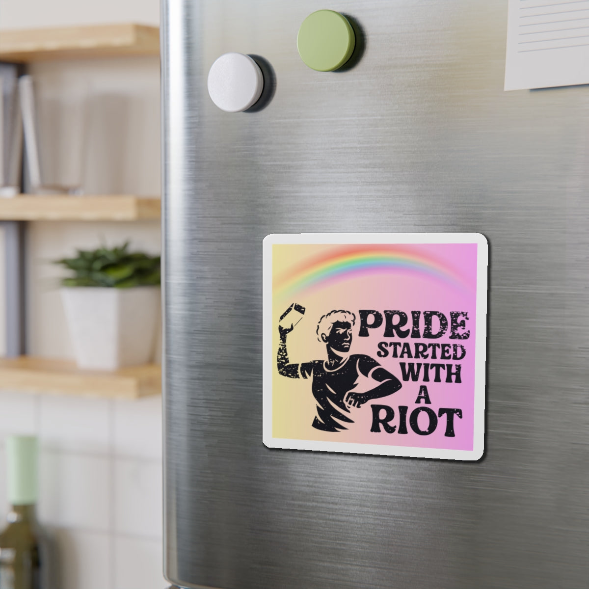 Stonewall Protest LGBTQ Political Magnet for Fridge Gay Pride Merch LGBT Car Magnetic Sign Lesbian Bisexual Transexual Queer Political Decal