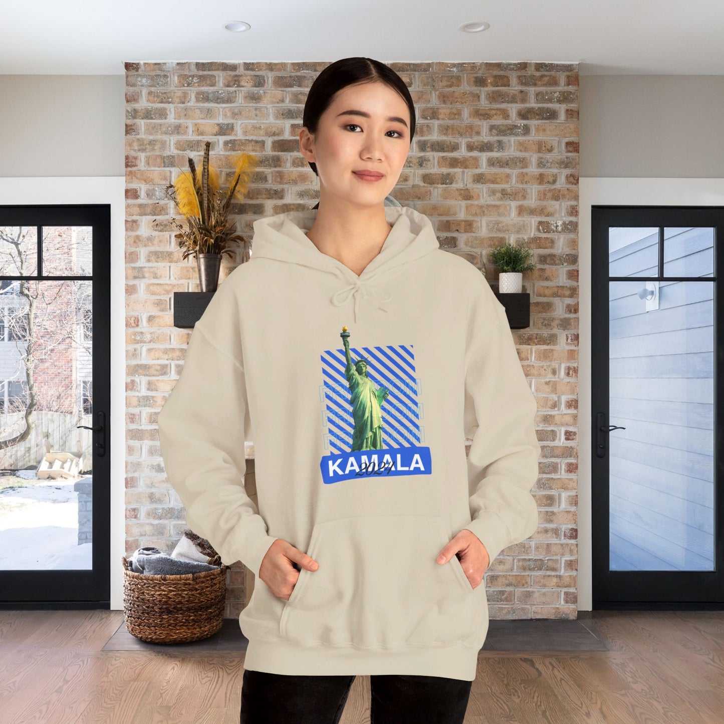 Freedom Kamala 2024 Hooded Sweatshirt - Statue of Liberty Freedom Hoodie - Pullover Hoodie