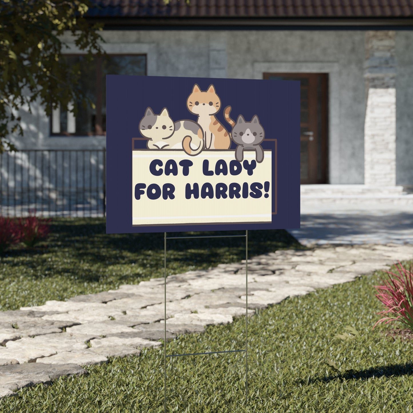 Cat Lady for Harris Yard Sign - Childless Cat Ladies Sign - Patriotic Election Political Decor