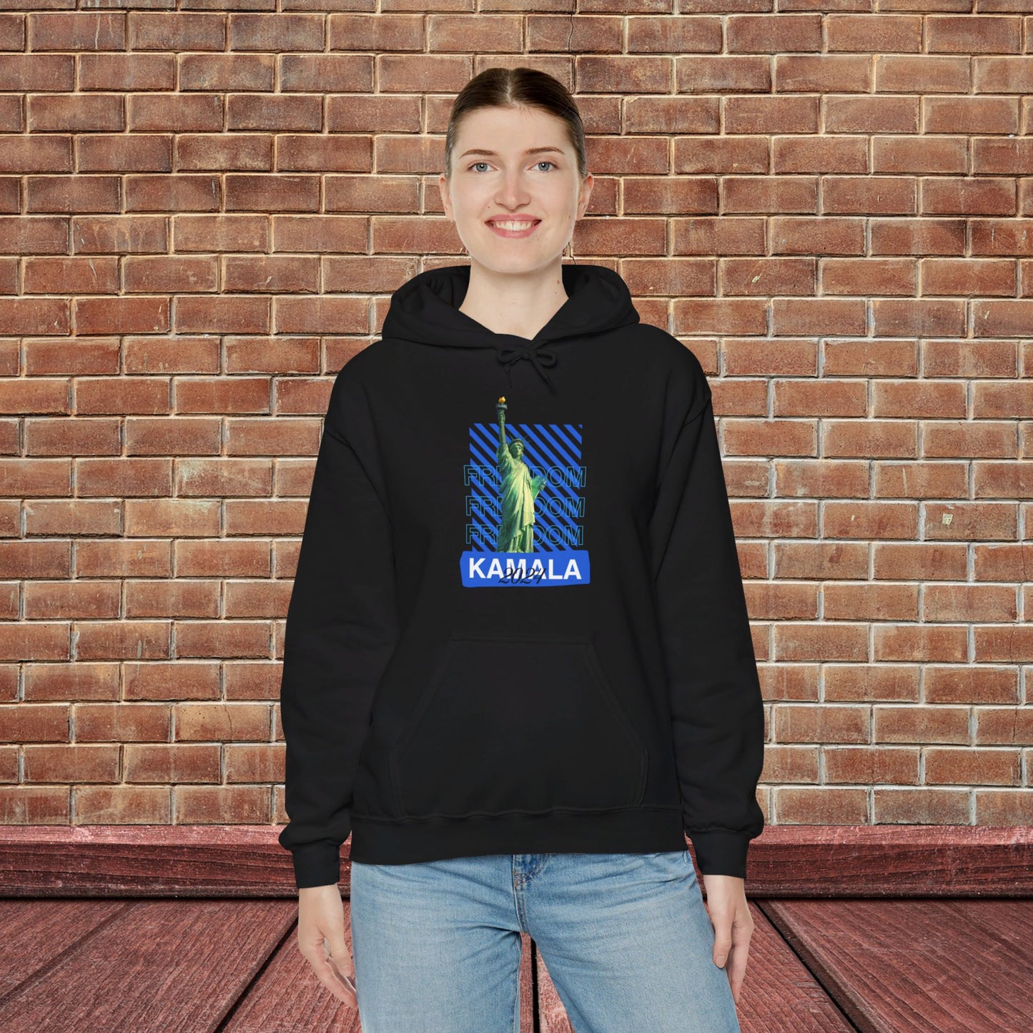 Freedom Kamala 2024 Hooded Sweatshirt - Statue of Liberty Freedom Hoodie - Pullover Hoodie