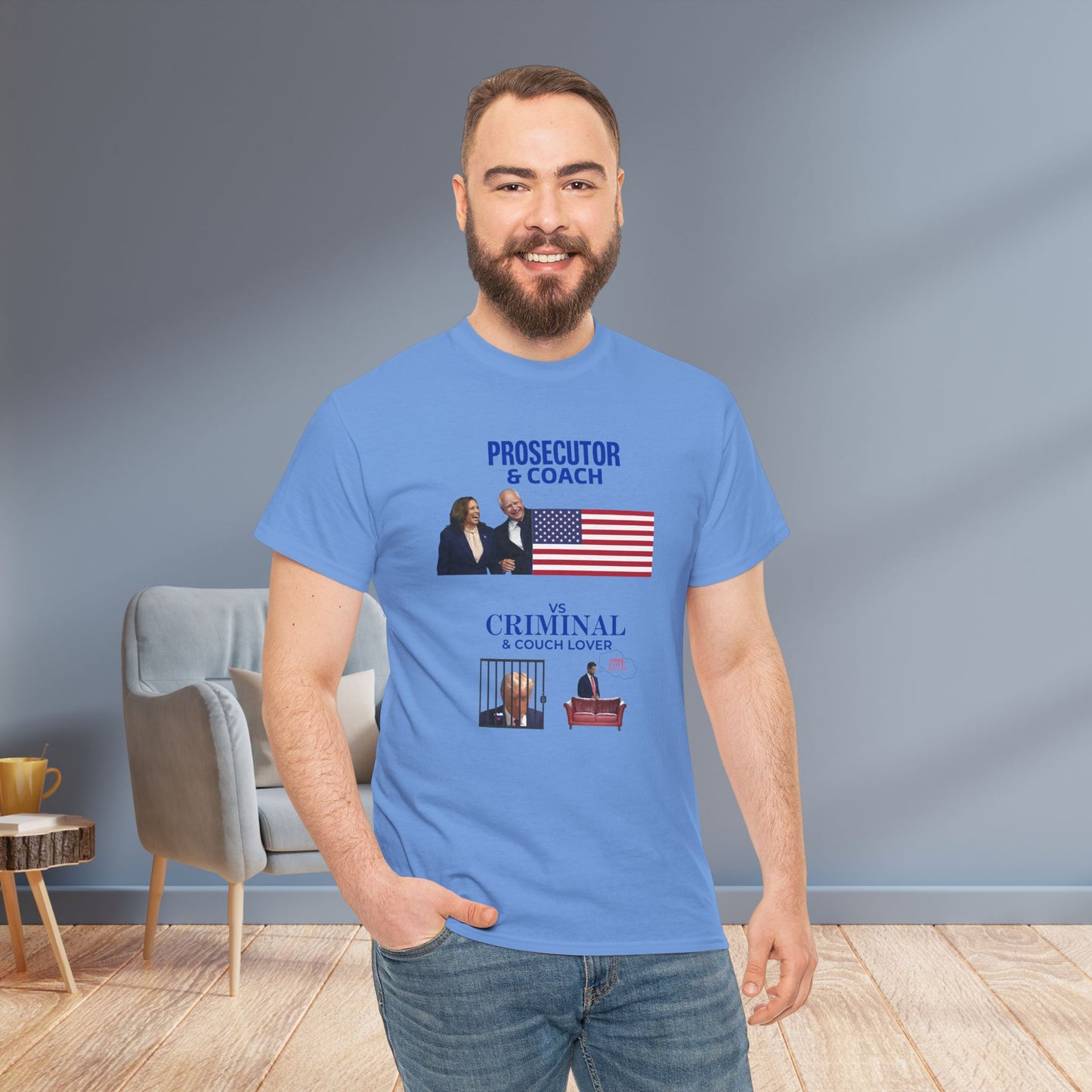 Prosecutor & Coach vs Criminal & Couch Lover Shirt- Harris Walz Tee-  Democrat Presidential Election T-Shirt