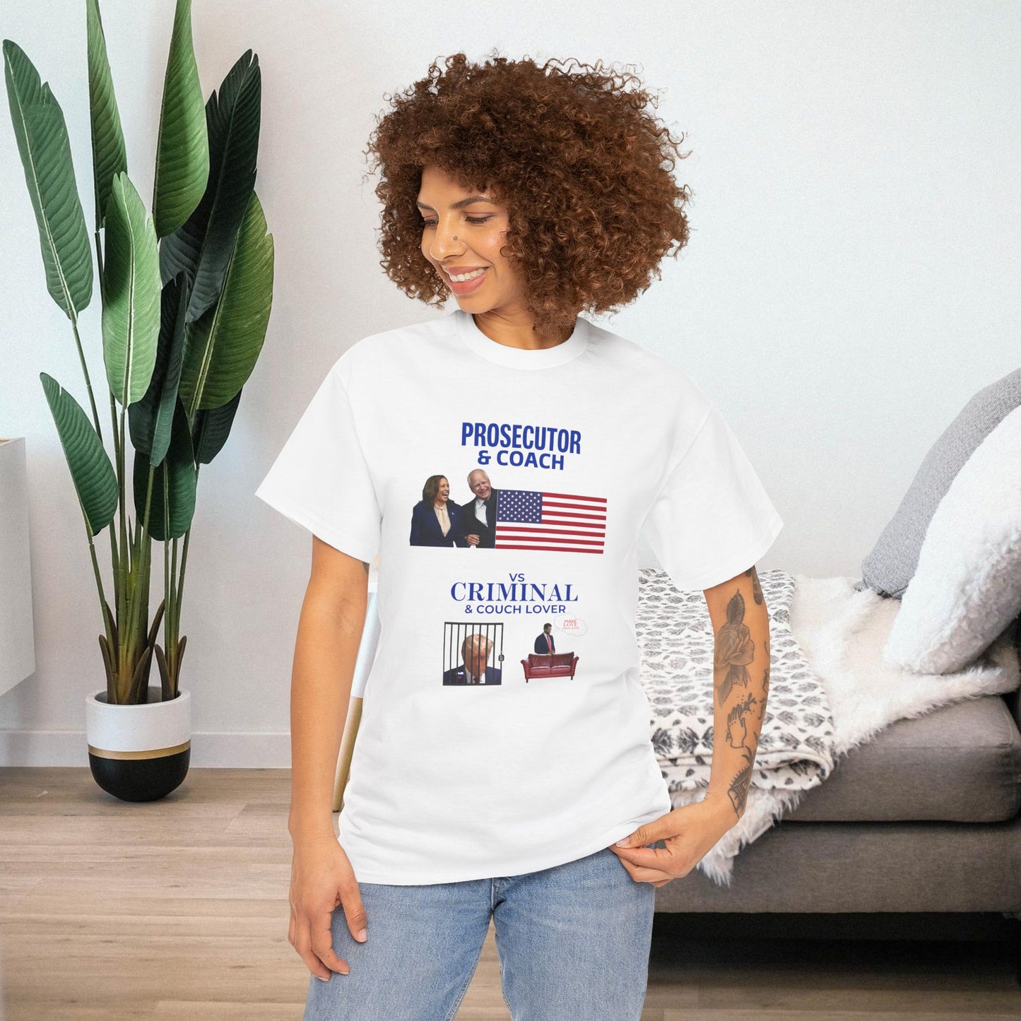 Prosecutor & Coach vs Criminal & Couch Lover Shirt- Harris Walz Tee-  Democrat Presidential Election T-Shirt