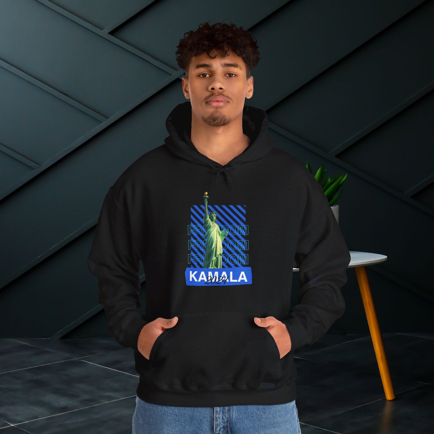 Freedom Kamala 2024 Hooded Sweatshirt - Statue of Liberty Freedom Hoodie - Pullover Hoodie