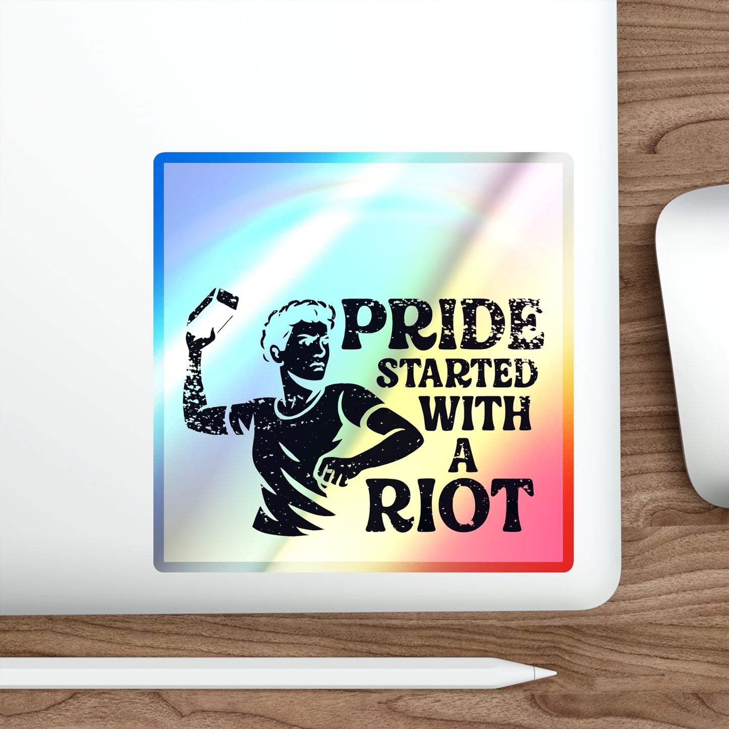 Holographic Sticker LGBT Stonewall Protest Decal Water Bottle LGBTQ Queer Lesbian Bisexual Trans Gay Pride Merch LGBTQIA Holograph Adhesive