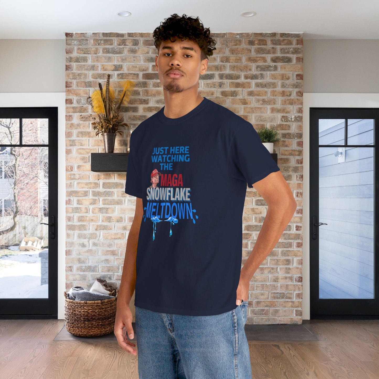 Just Here Watching the MAGA Snowflake Meltdown Shirt- Harris Walz Tee-  Democrat Presidential Election T-Shirt