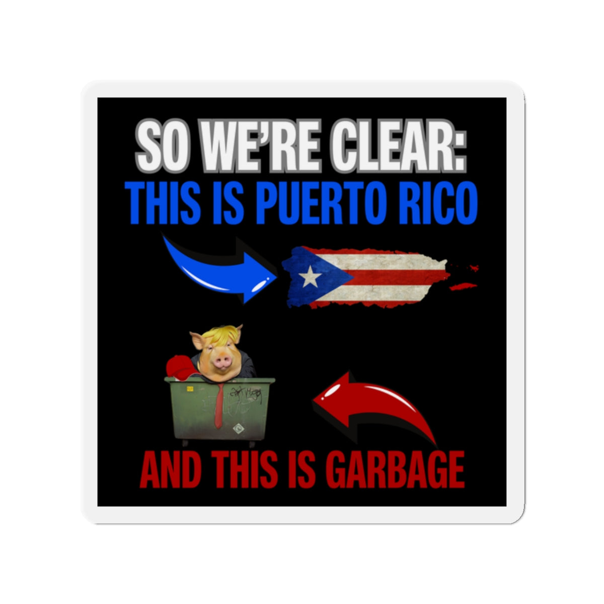 Political Magnet Anti-Trump Merch Puerto Rico Is Not Garbage Car Magnet Political FDT Resist Protest Gear Anti-Fascism Puerto Rican Sign