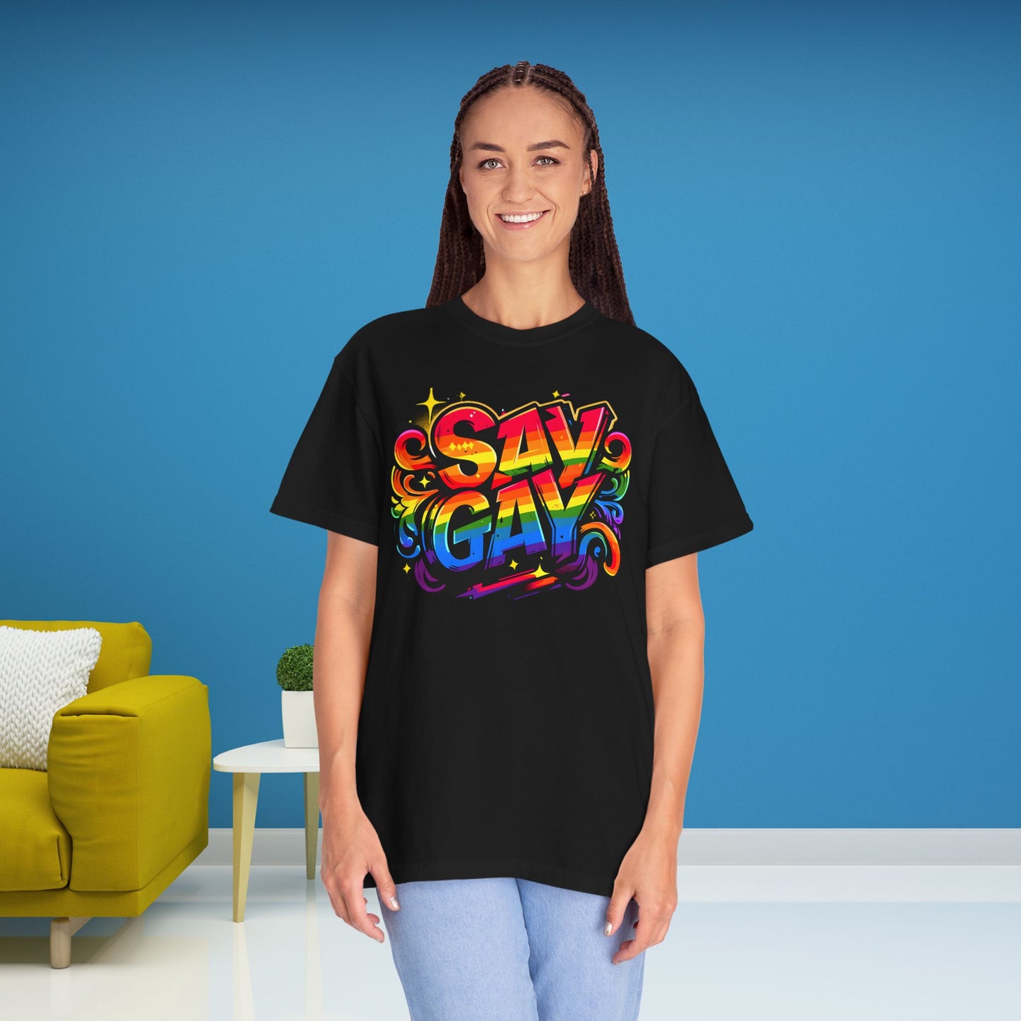 Say Gay Protest Shirt LGBT TShirt Social Justice LGBTQ T-Shirt Comfort Colors Tee Anti-Fascism Queer Gay Lesbian Bisexual Trans Apparel