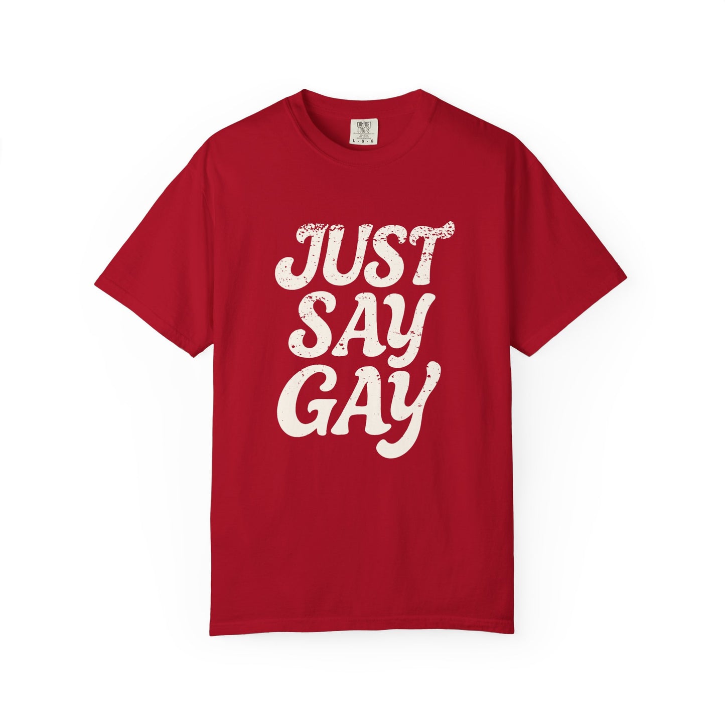 Just Say Gay Protest Shirt Social Justice LGBTQ T-Shirt Comfort Colors Anti-Fascism Resist Queer Gay Lesbian Bisexual Transgender Apparel