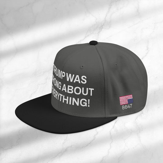 FDT Cap Embroidery Snapback DJT Protest Hat Trump Was Wrong About Everything Anti-Trump Merch Anti-Fascism Resistance Not My President Hat