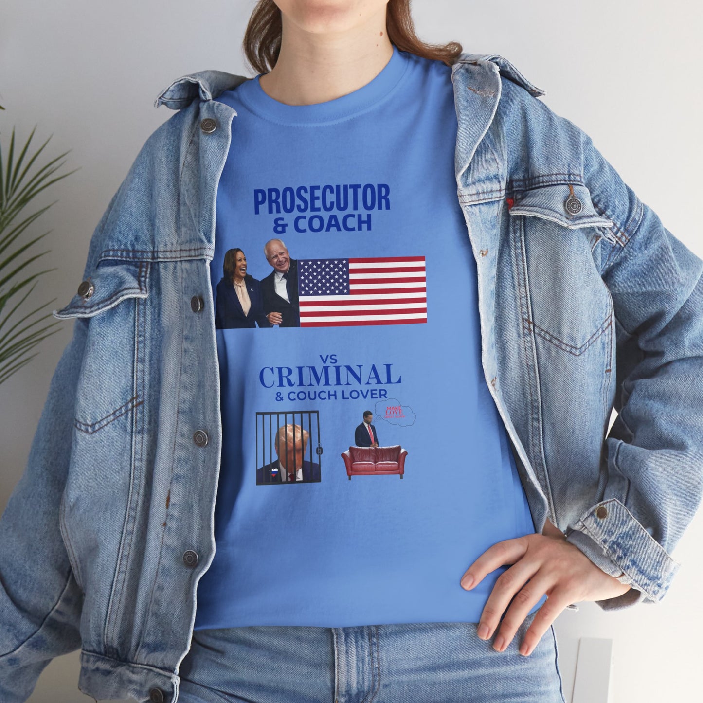 Prosecutor & Coach vs Criminal & Couch Lover Shirt- Harris Walz Tee-  Democrat Presidential Election T-Shirt