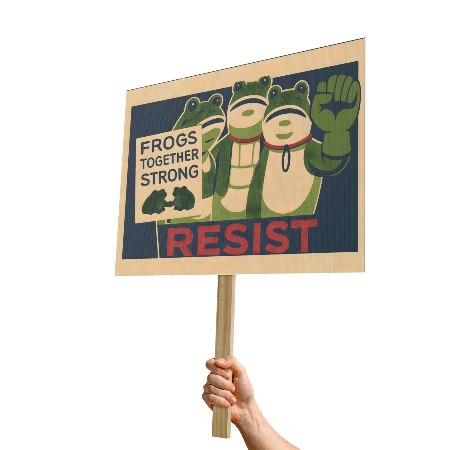Protest Sign No Kings Frogs Together Strong Resist Political 18x24 Signage Waterproof & Fade Resistant Placard FDT Anti Trump Social Justice