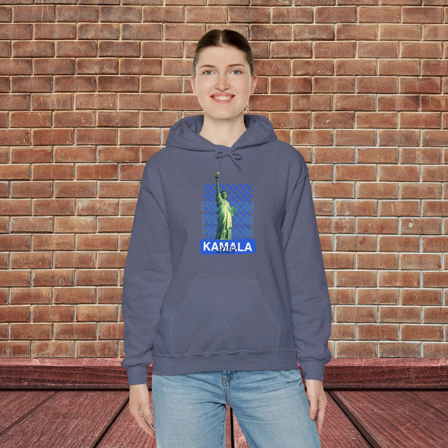 Freedom Kamala 2024 Hooded Sweatshirt - Statue of Liberty Freedom Hoodie - Pullover Hoodie