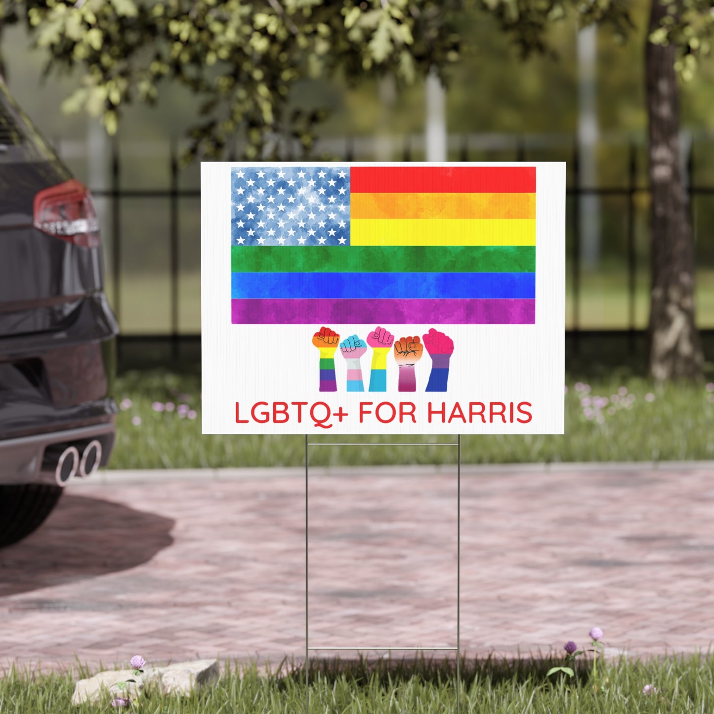 LGBTQ+ For Harris Sign - Kamala Harris Yard Sign - Patriotic Election Political Decor